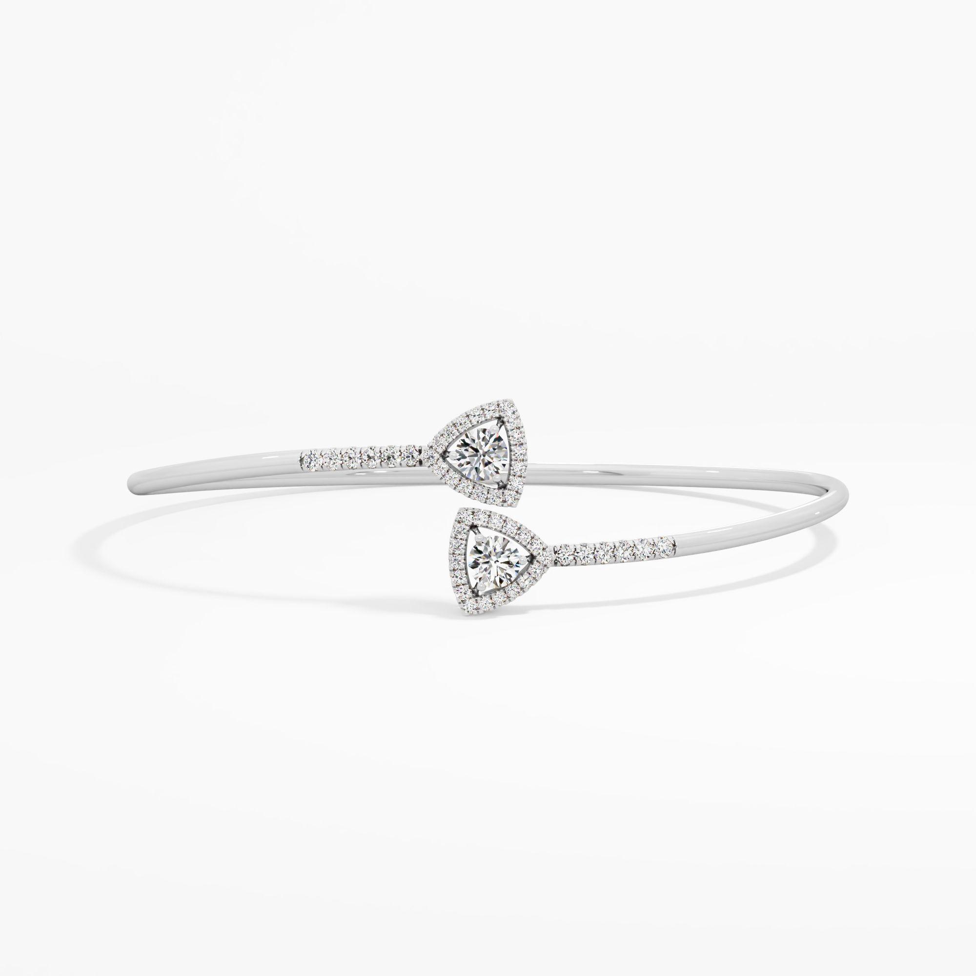 Trillion Halo Diamond Cuff Bangle