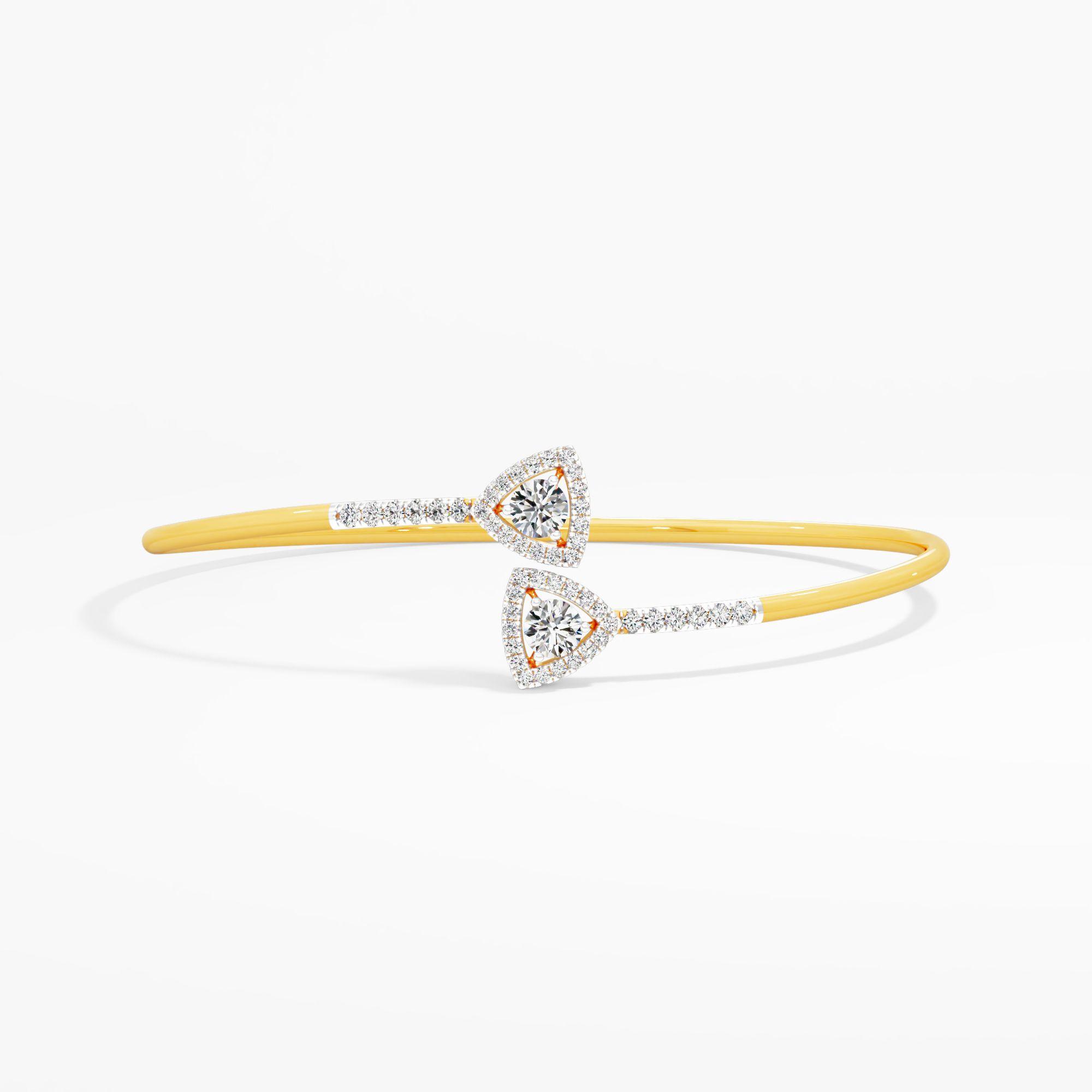 Trillion Halo Diamond Cuff Bangle