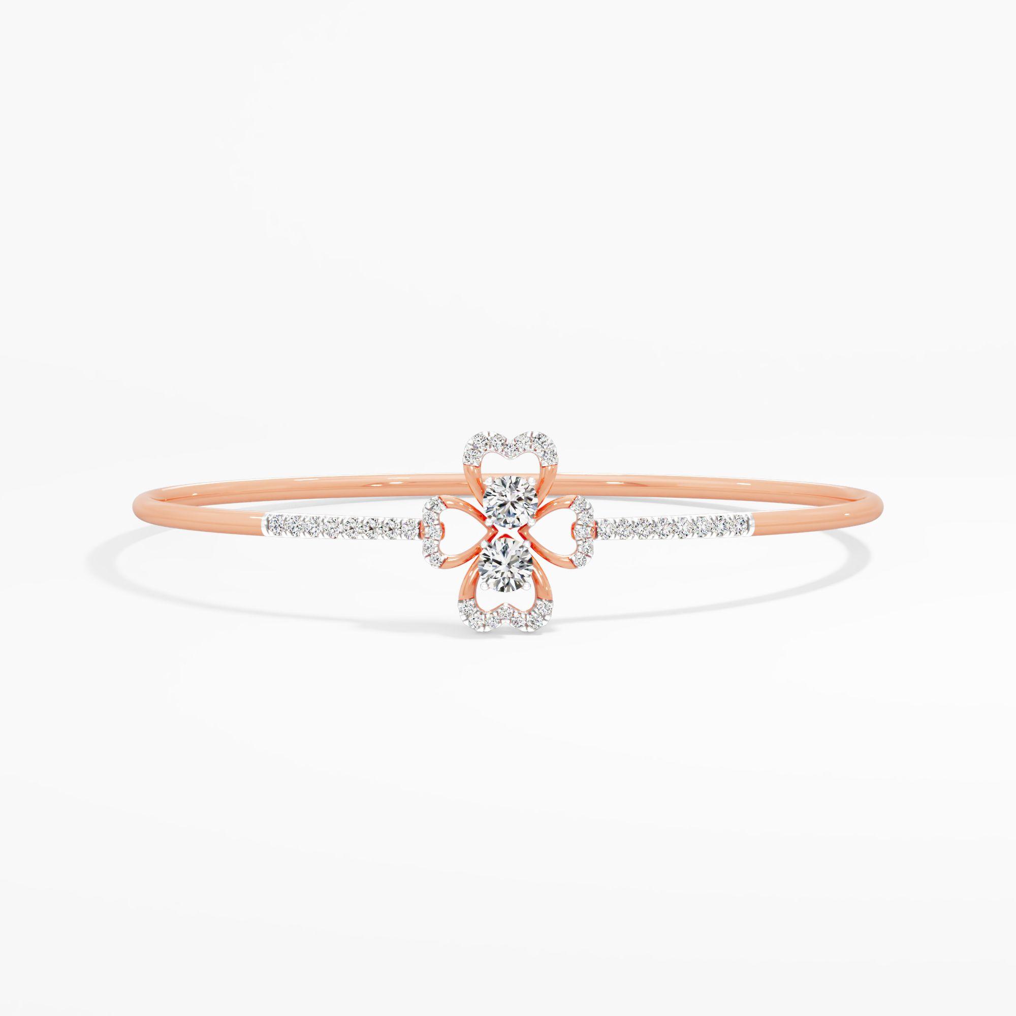 Duet Solitaire Clover Diamond Bangle