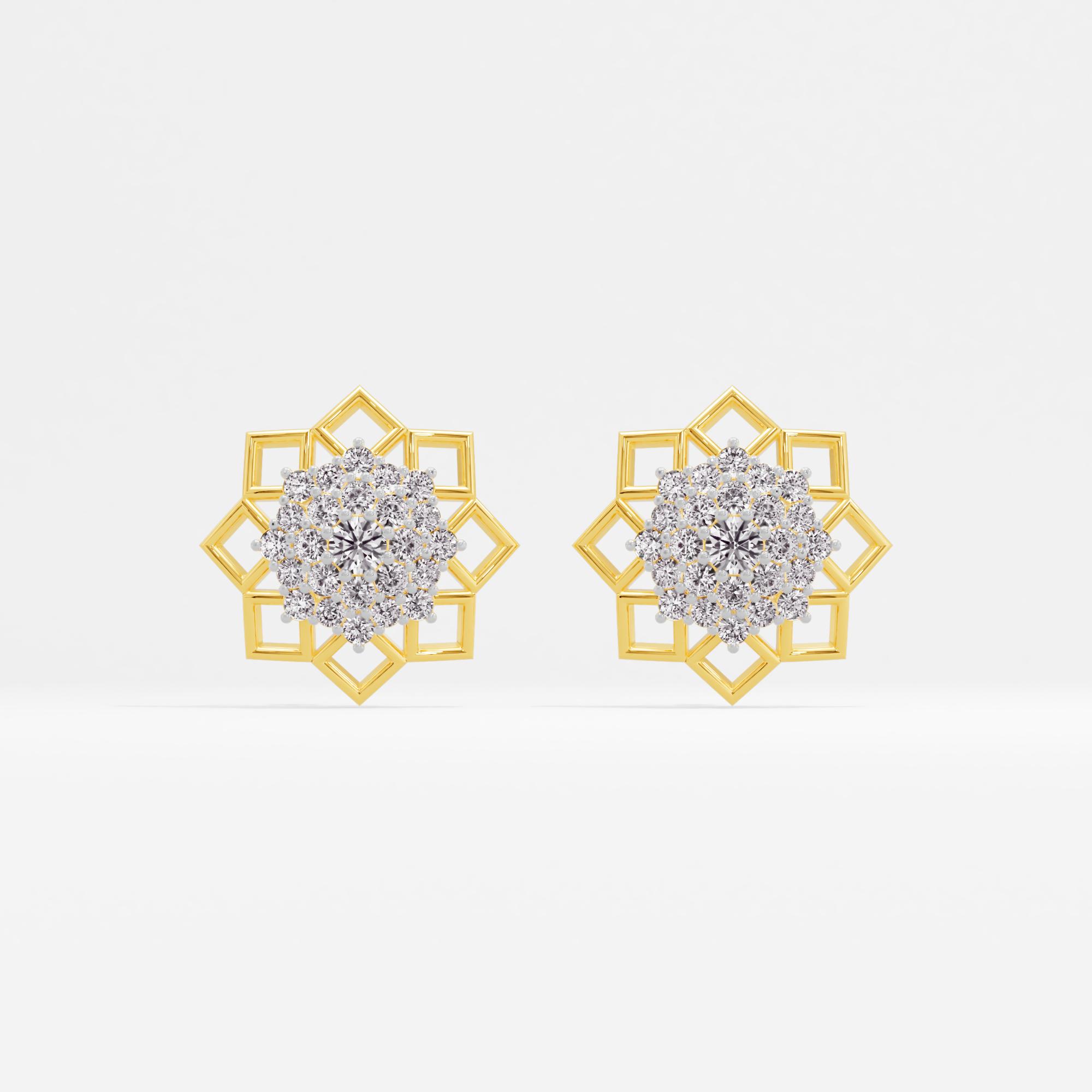 Solar Majesty Sunburst Halo Stud Earrings