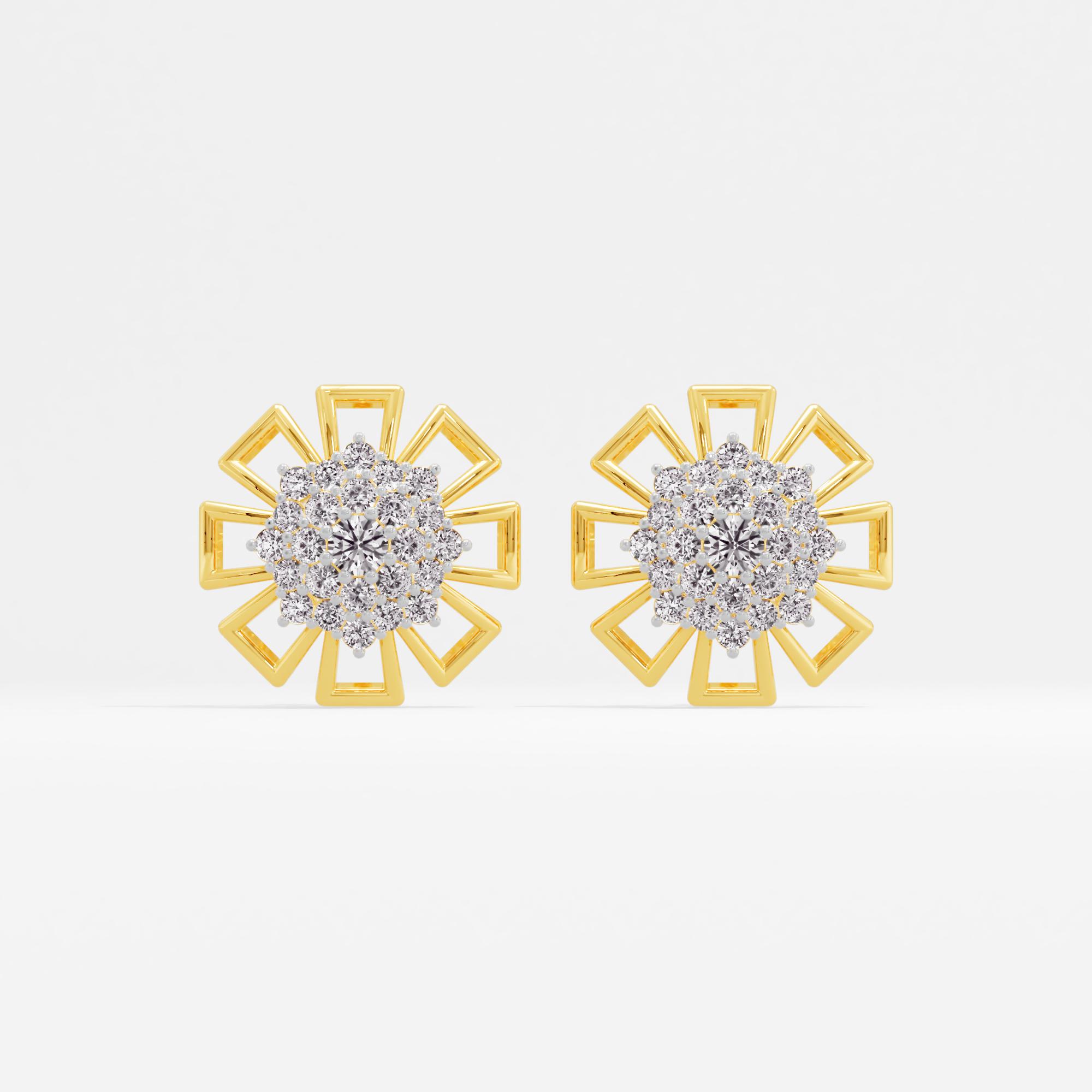 Sunlit Flair Sunburst Halo Stud Earrings