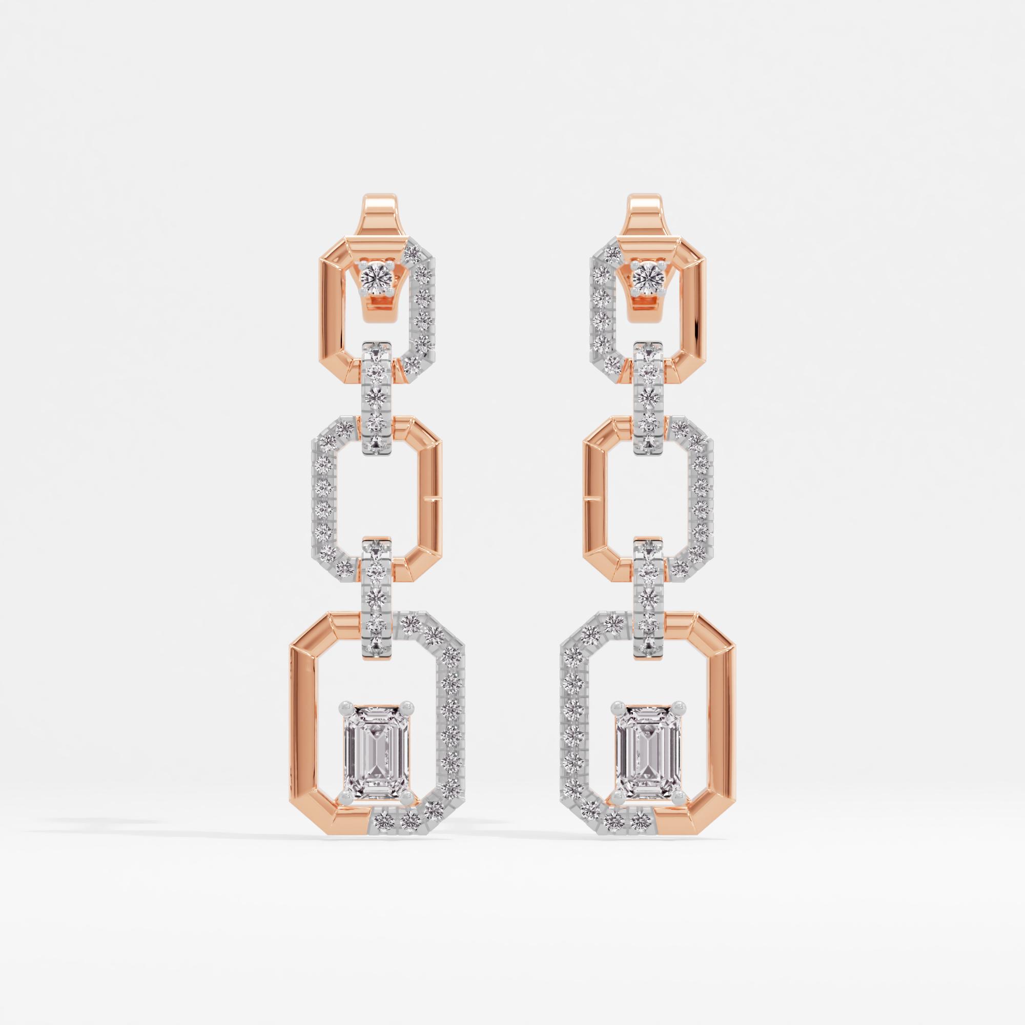 Emerald Geometry Solitaire Dangler Earrings