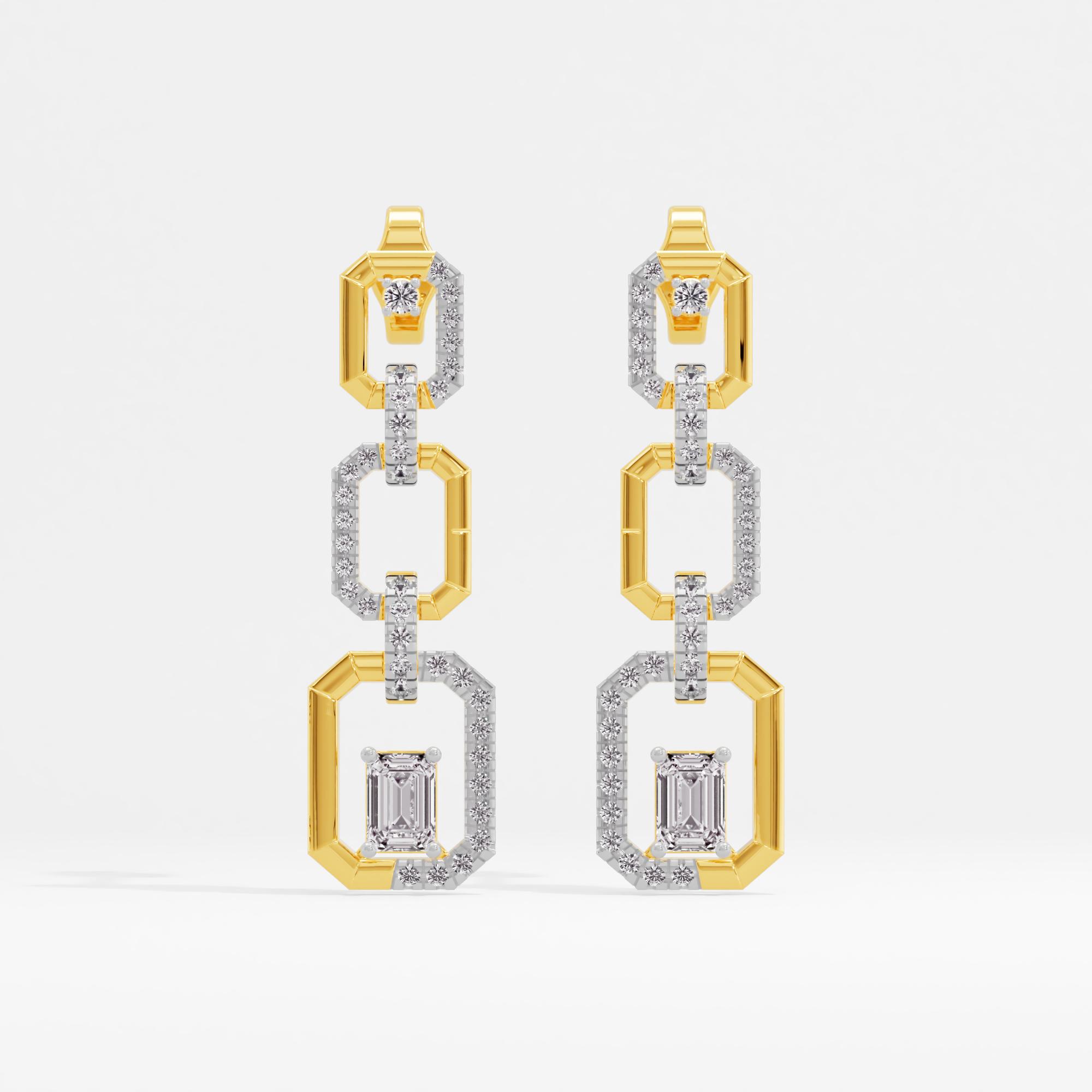 Emerald Geometry Solitaire Dangler Earrings