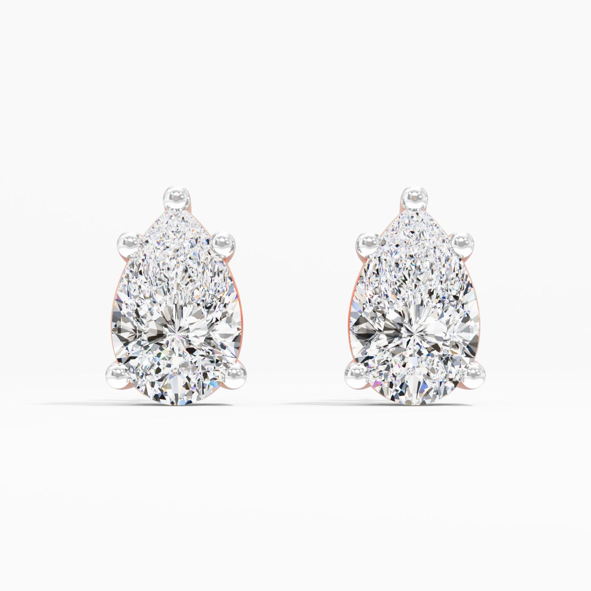Pear Solitaire Diamond Stud Earrings
