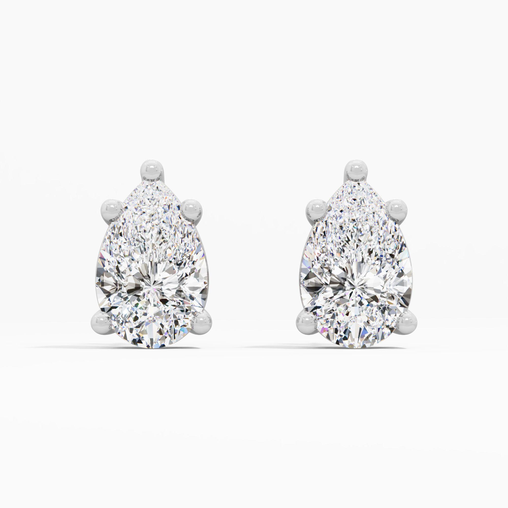 Pear Solitaire Diamond Stud Earrings