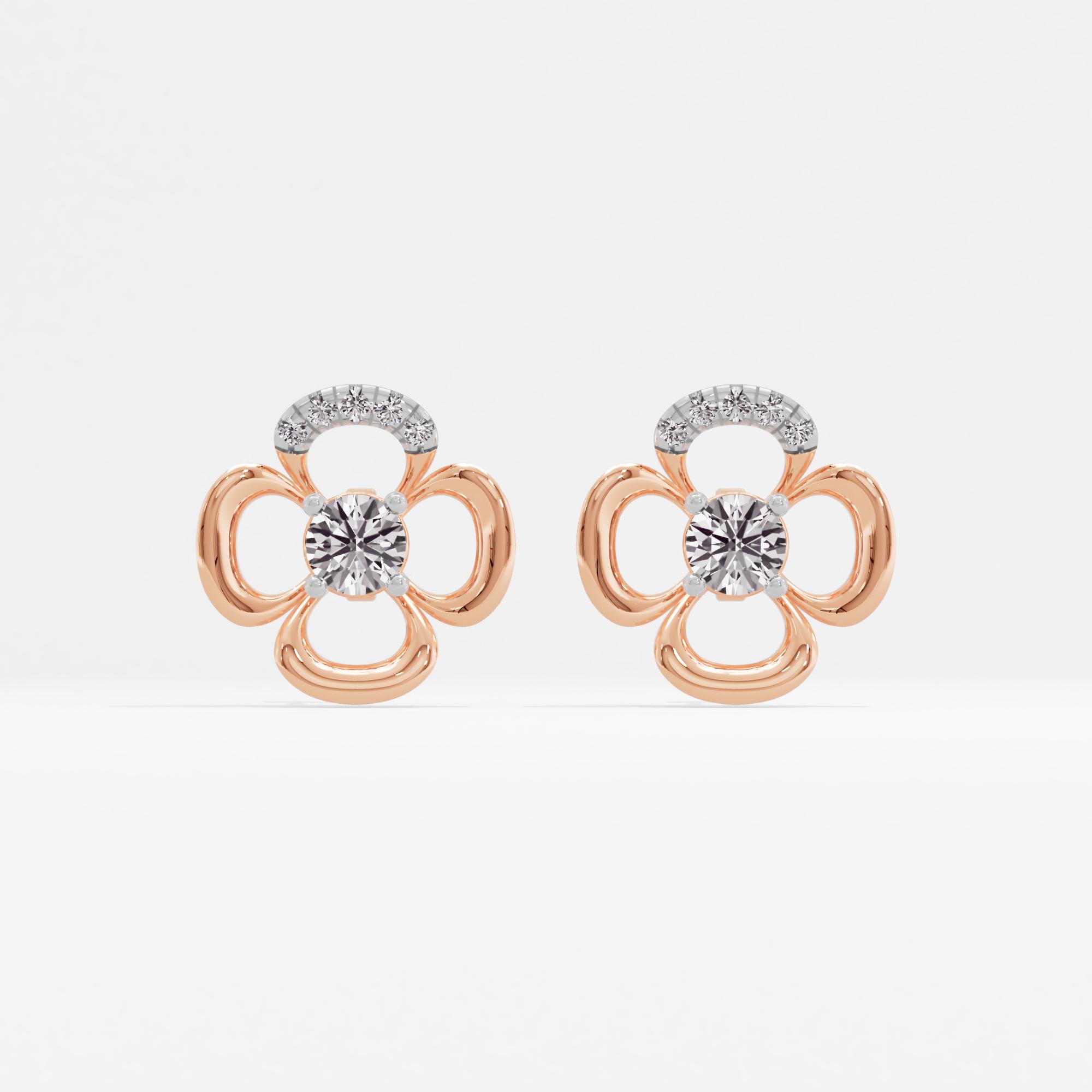 Lucky Clover Solitaire Stud Earrings