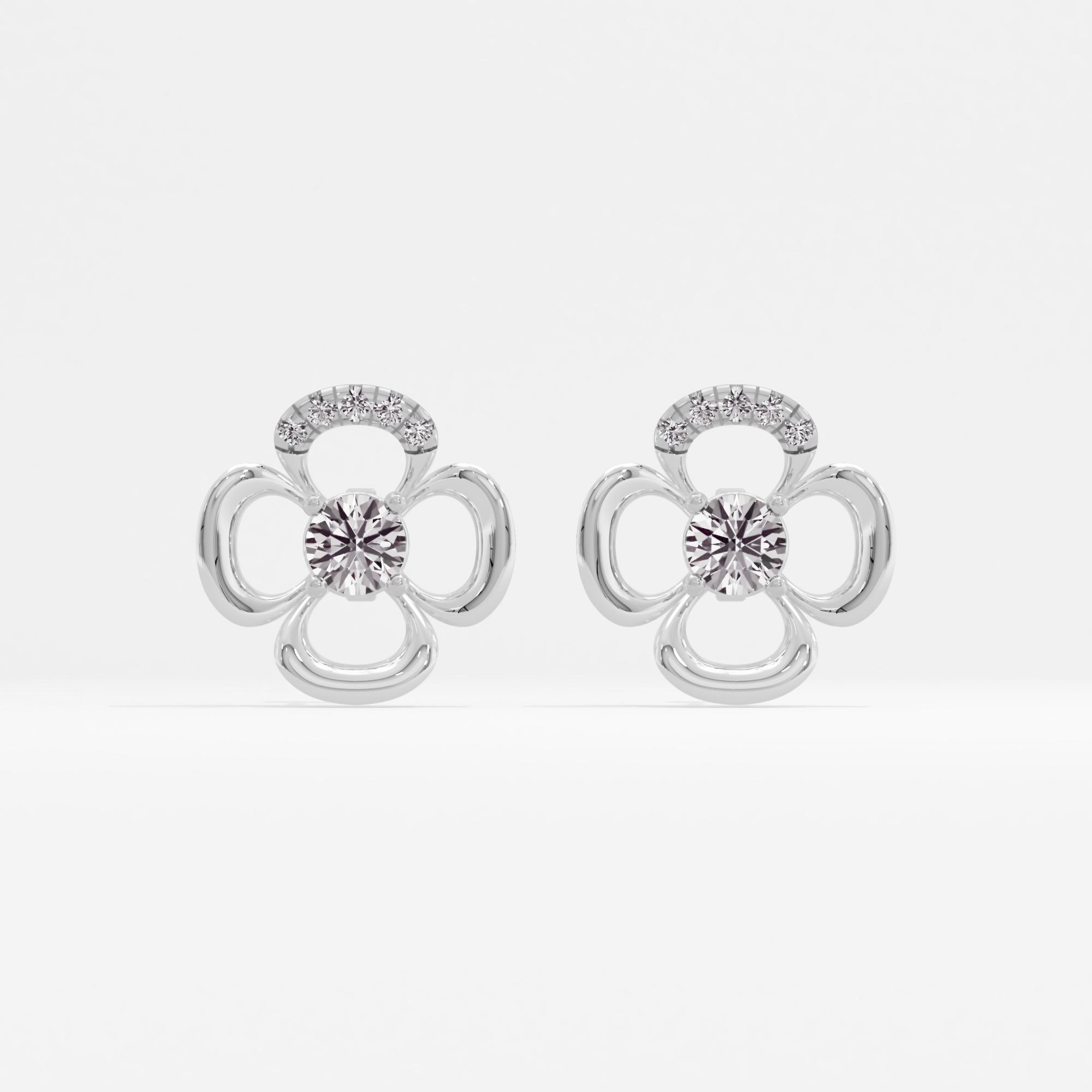 Lucky Clover Solitaire Stud Earrings