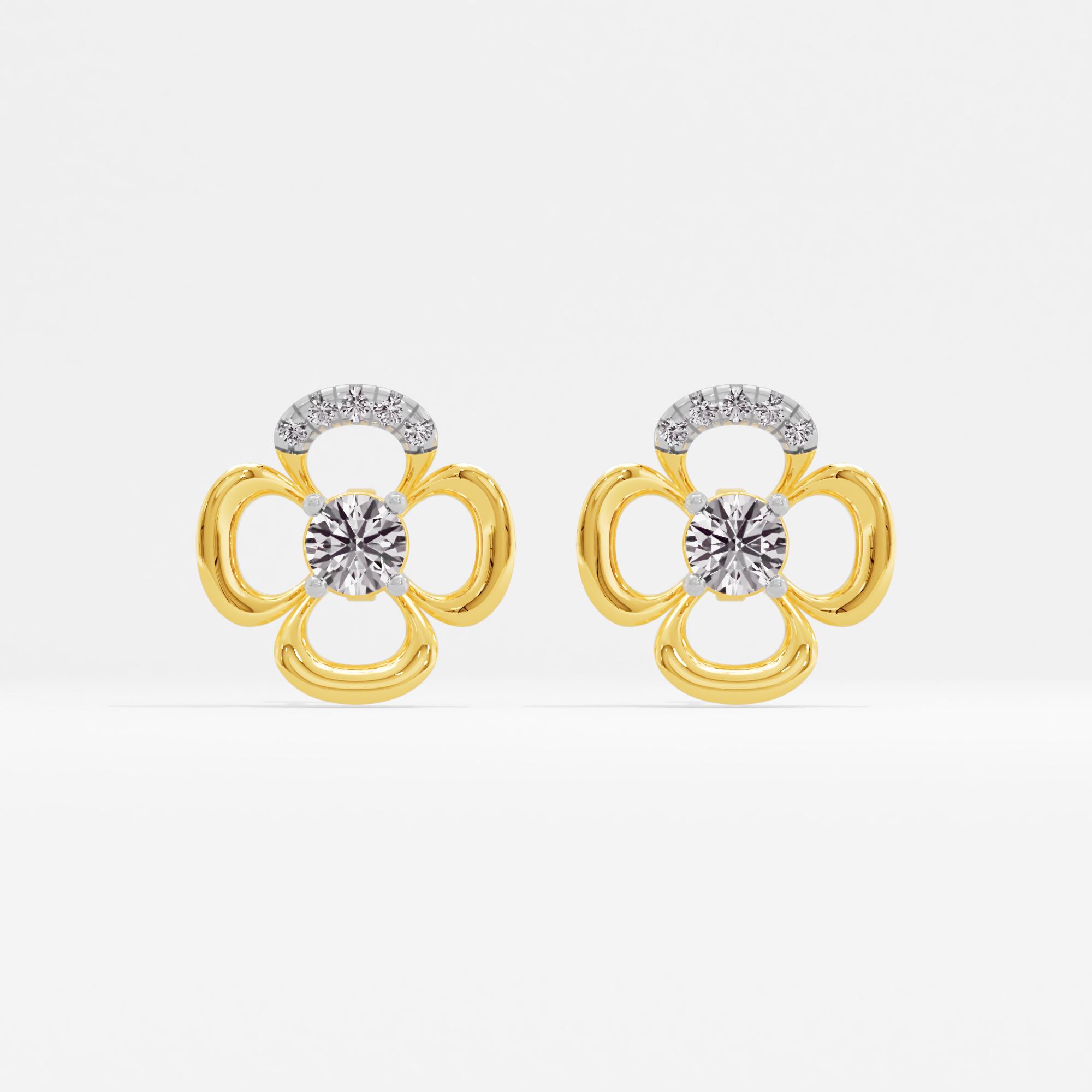 Lucky Clover Solitaire Stud Earrings