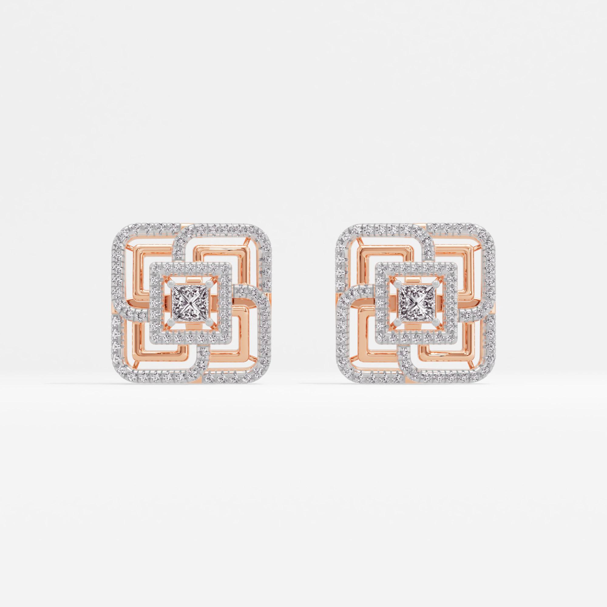 Square Weave Solitaire Stud Earrings Deluxe