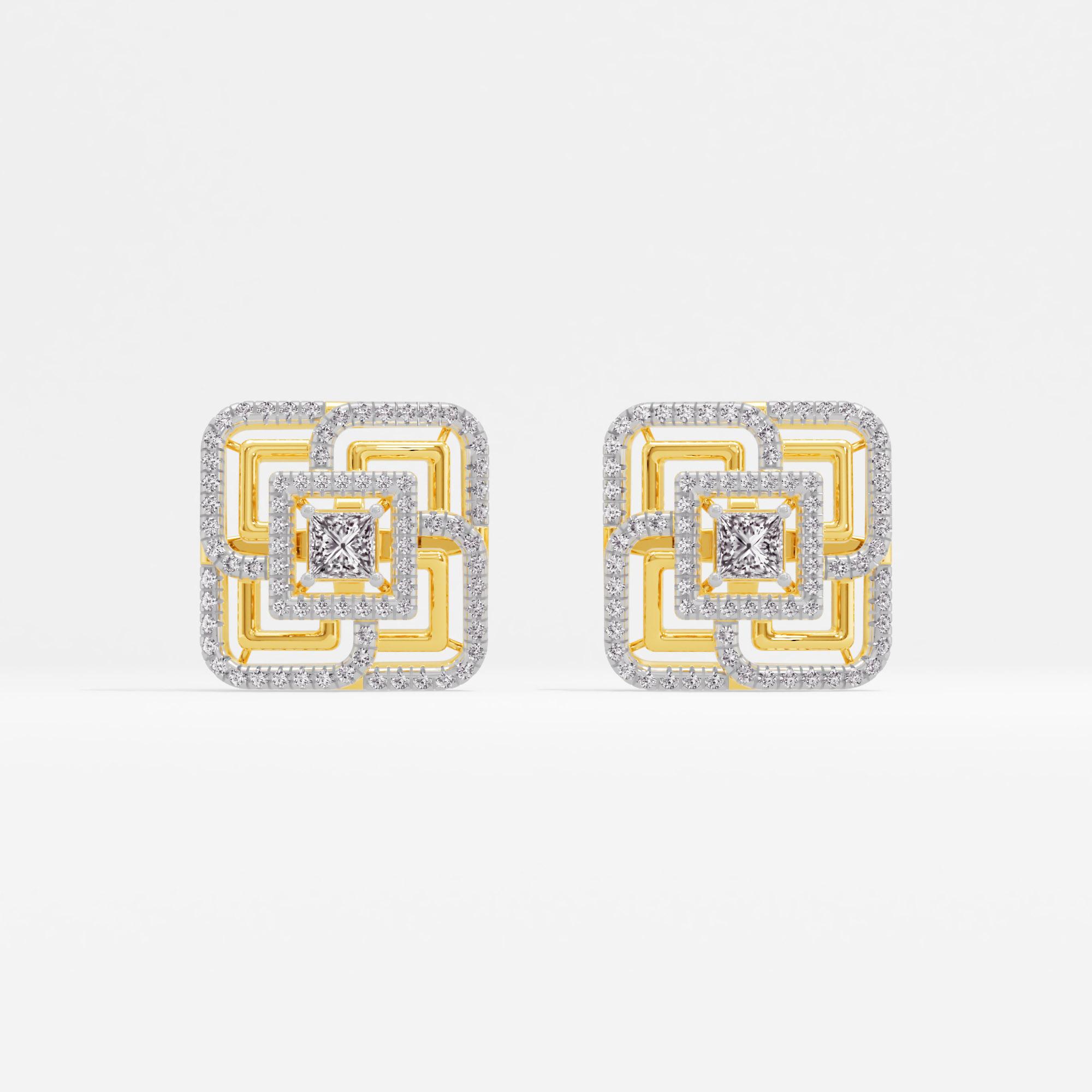 Square Weave Solitaire Stud Earrings Deluxe