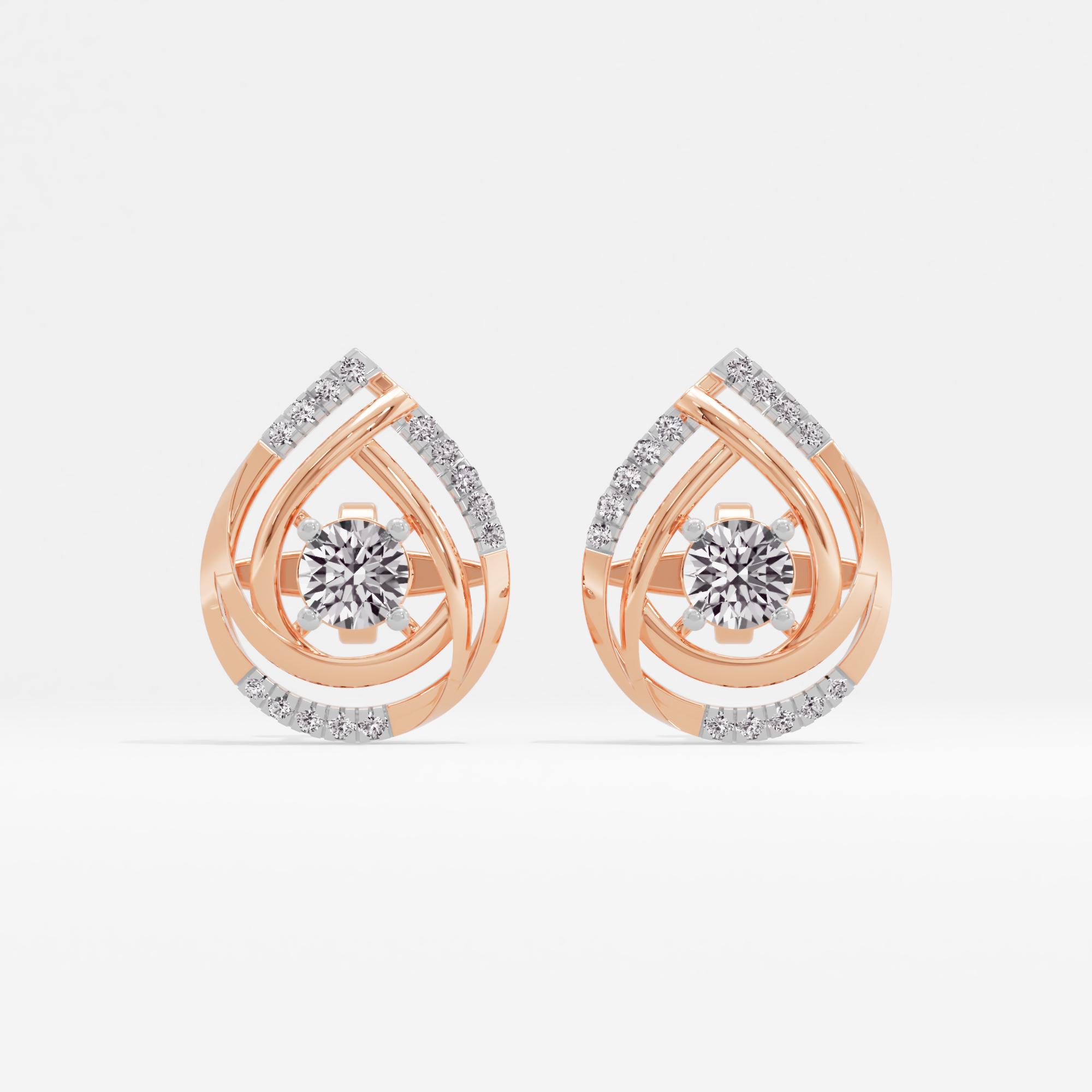Heavenly Leaf Solitaire Stud Earrings