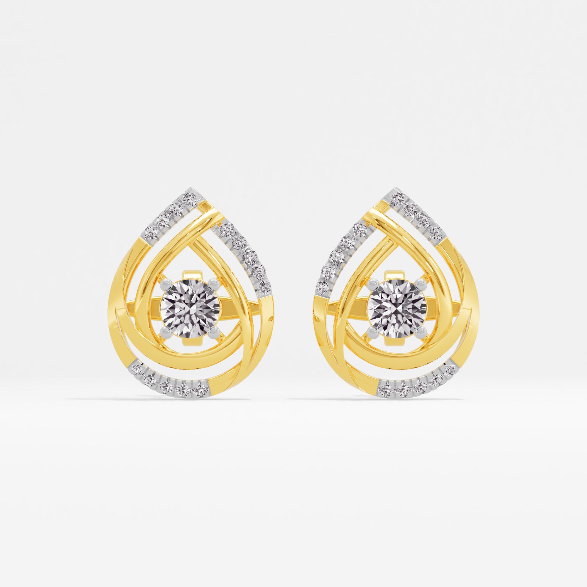 Heavenly Leaf Solitaire Stud Earrings