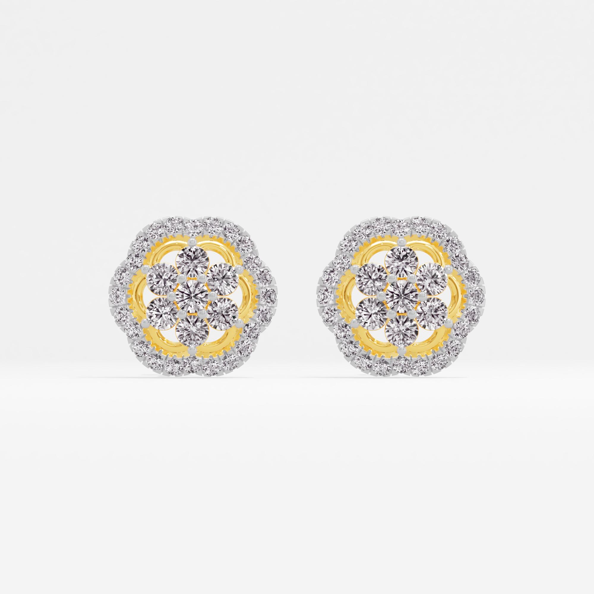 Sunlit Petal 7 Stone Cluster Stud Earrings