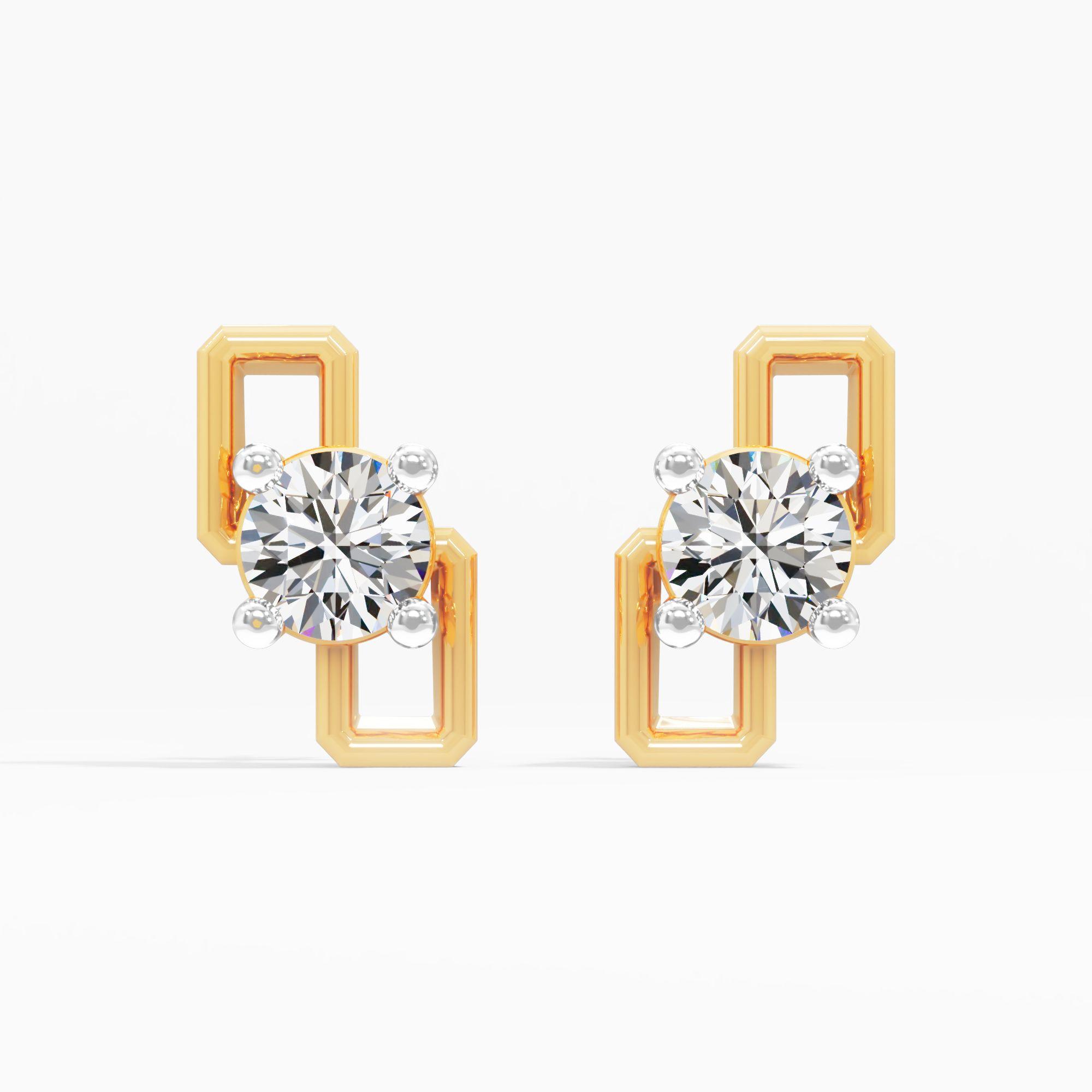 Linked Frames Solitaire Stud Earrings
