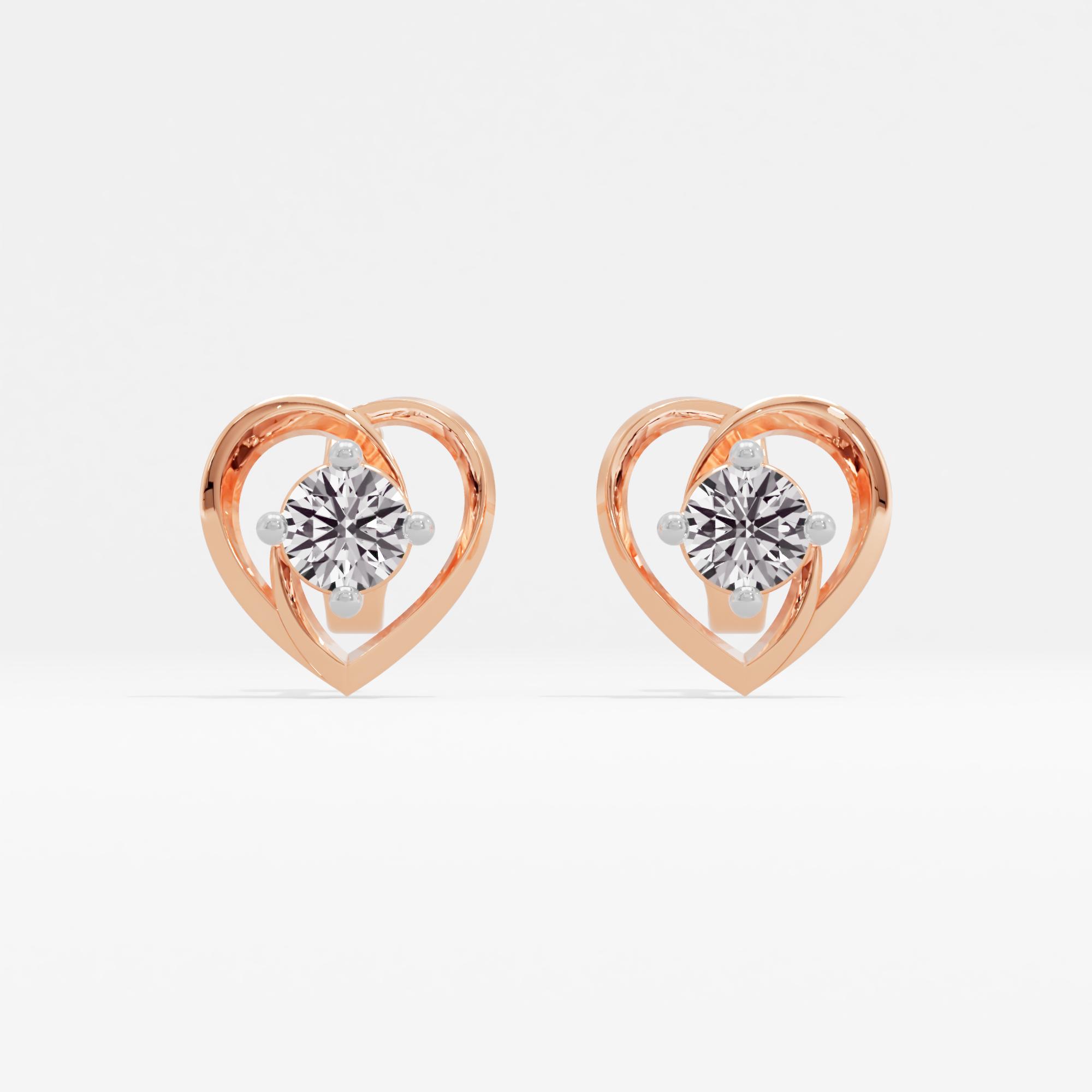 Swirling Adoration Solitaire Heart Stud Earrings