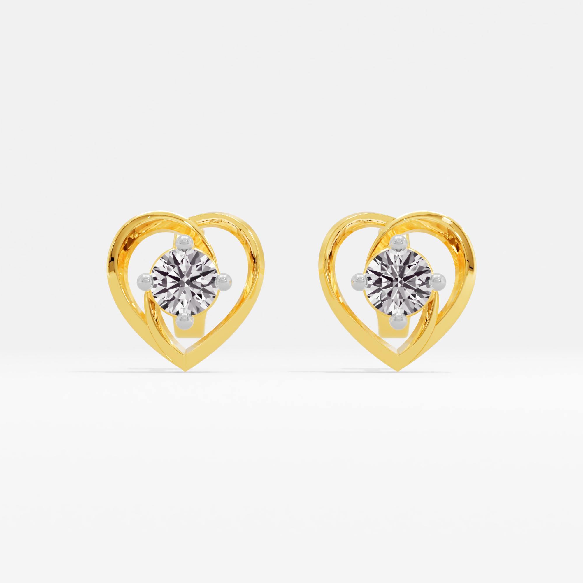 Swirling Adoration Solitaire Heart Stud Earrings