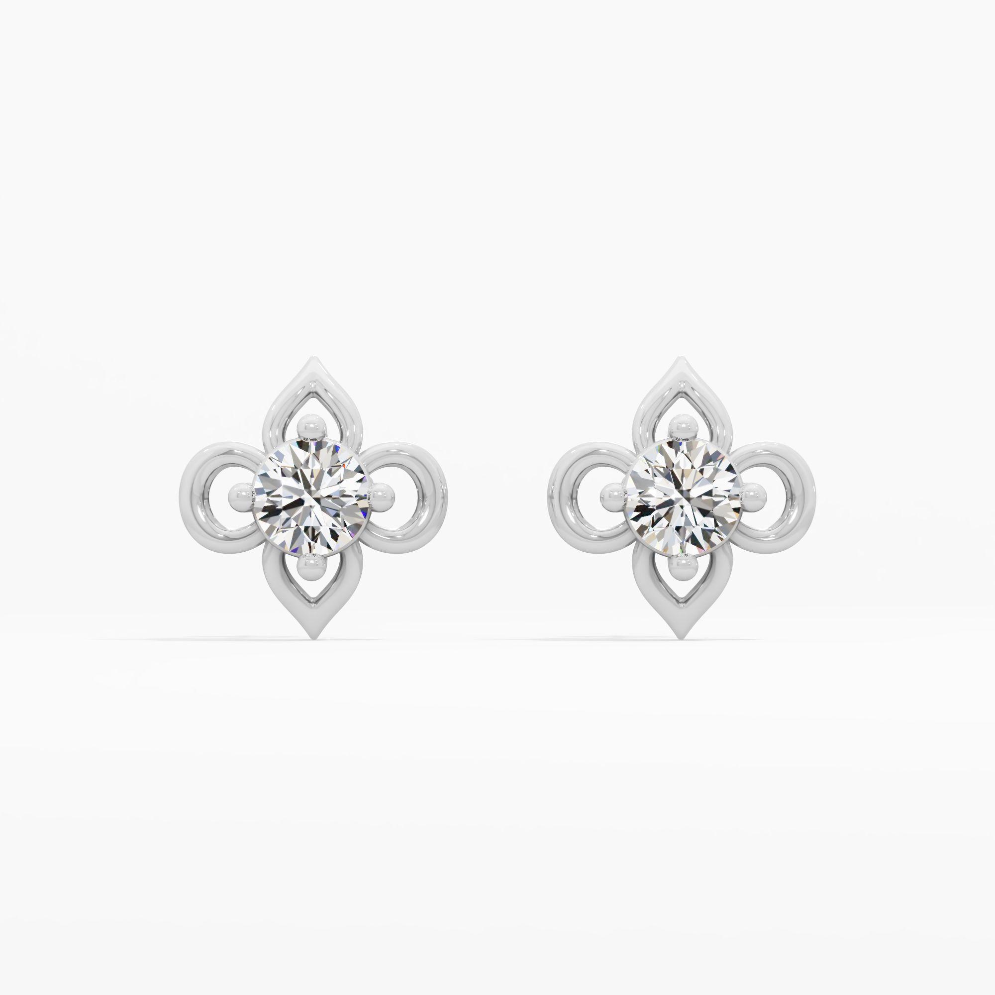 Fleur Solitaire Stud Earrings