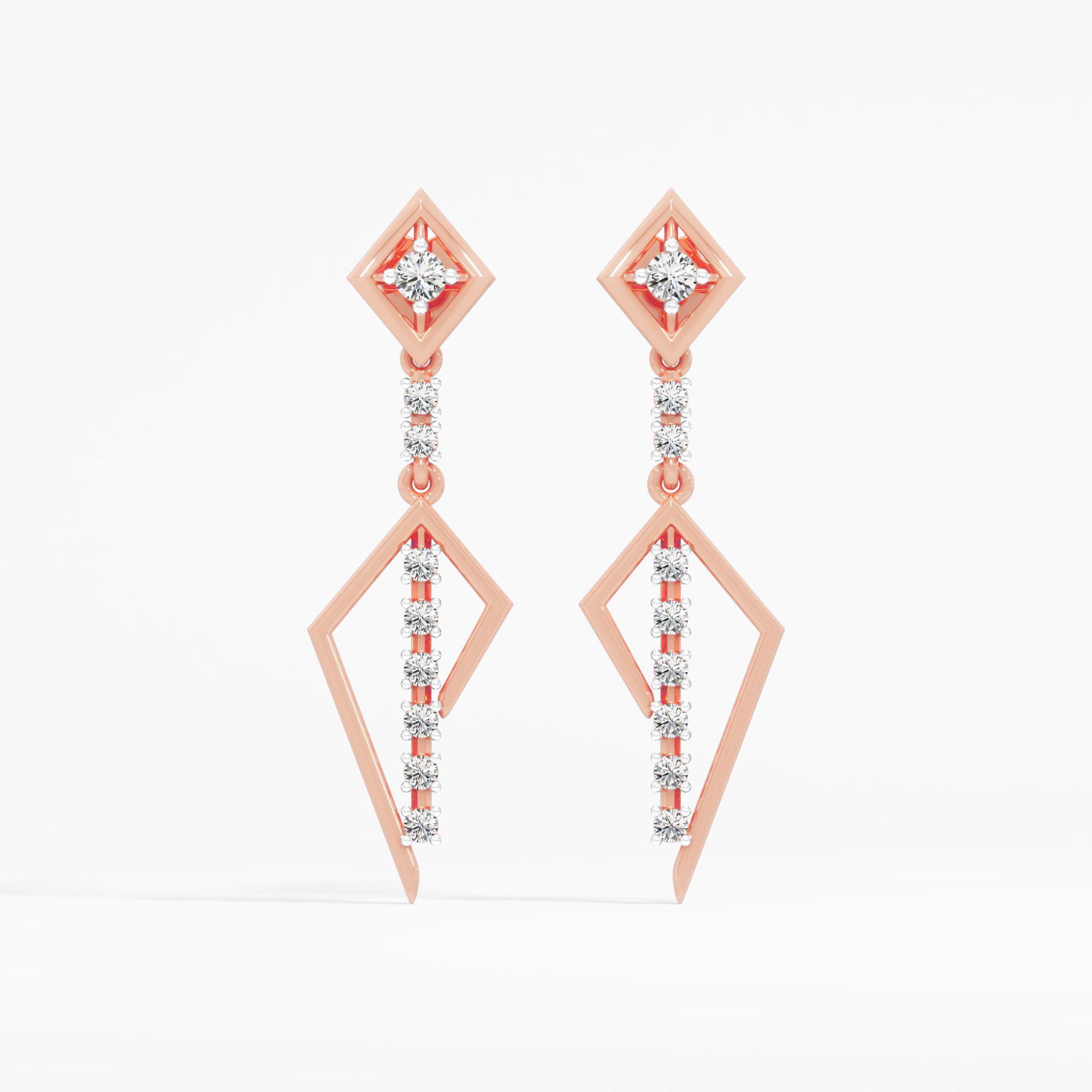 Lance Linear Diamond Drop Earrings