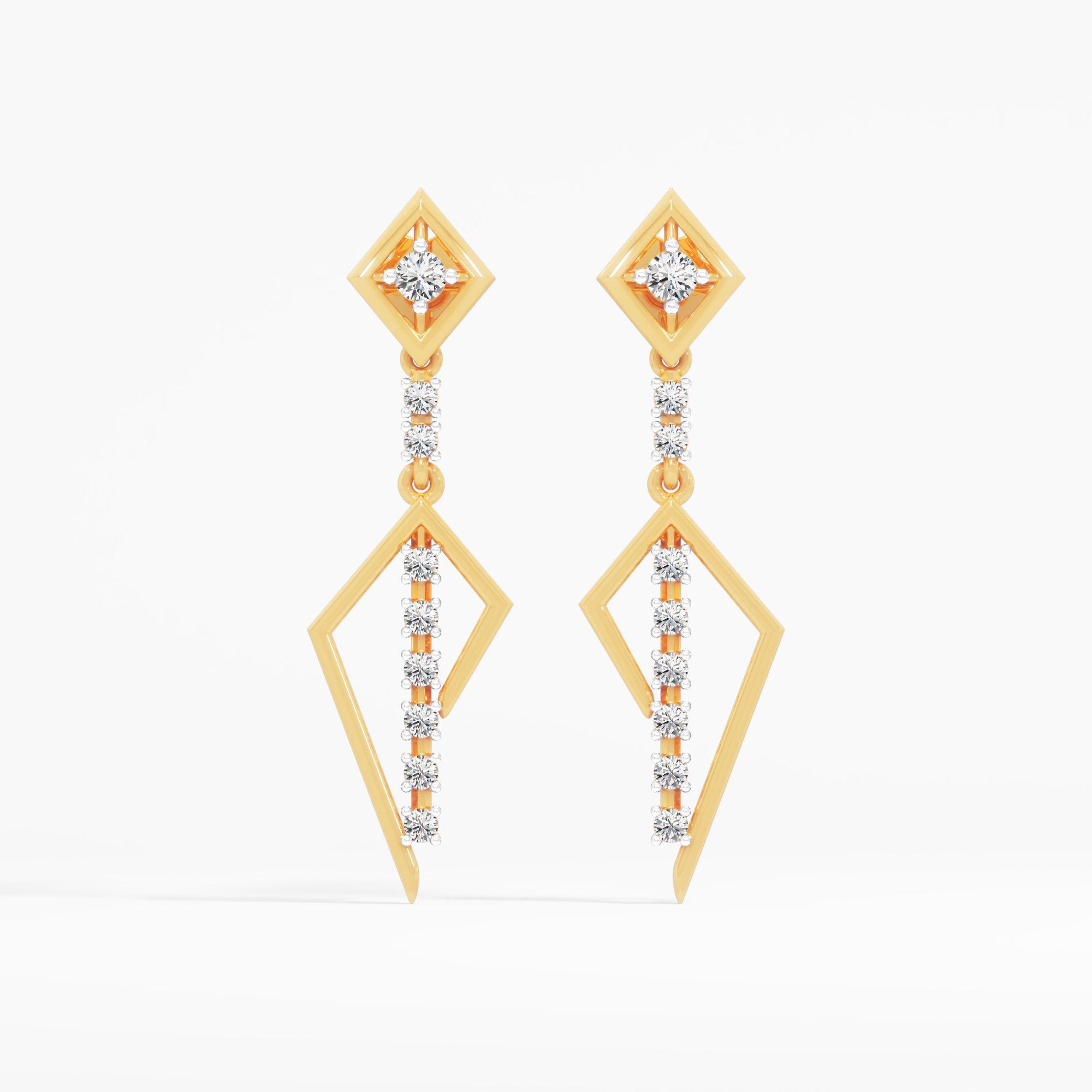 Lance Linear Diamond Drop Earrings