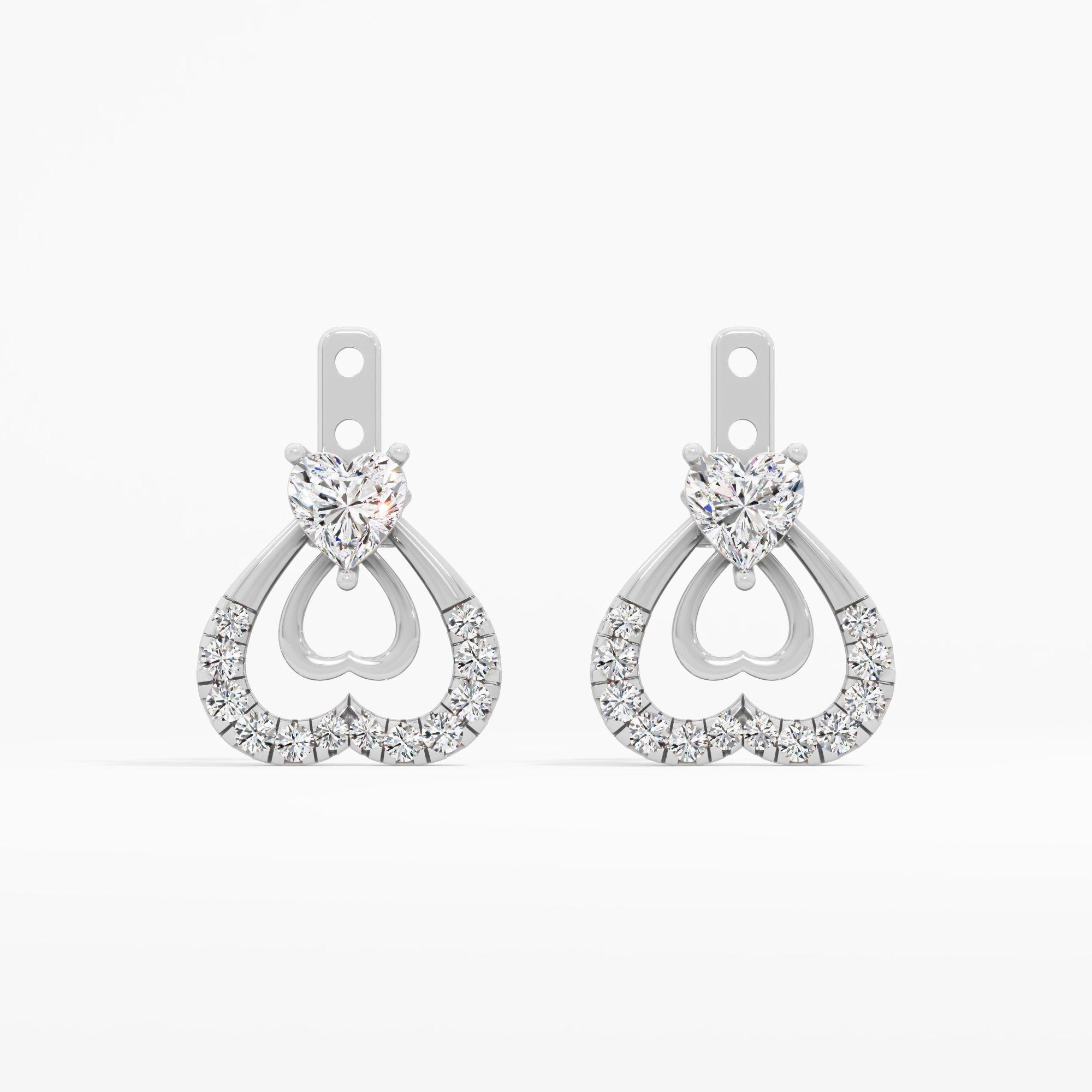 Nested Heart Solitaire Drop Earrings