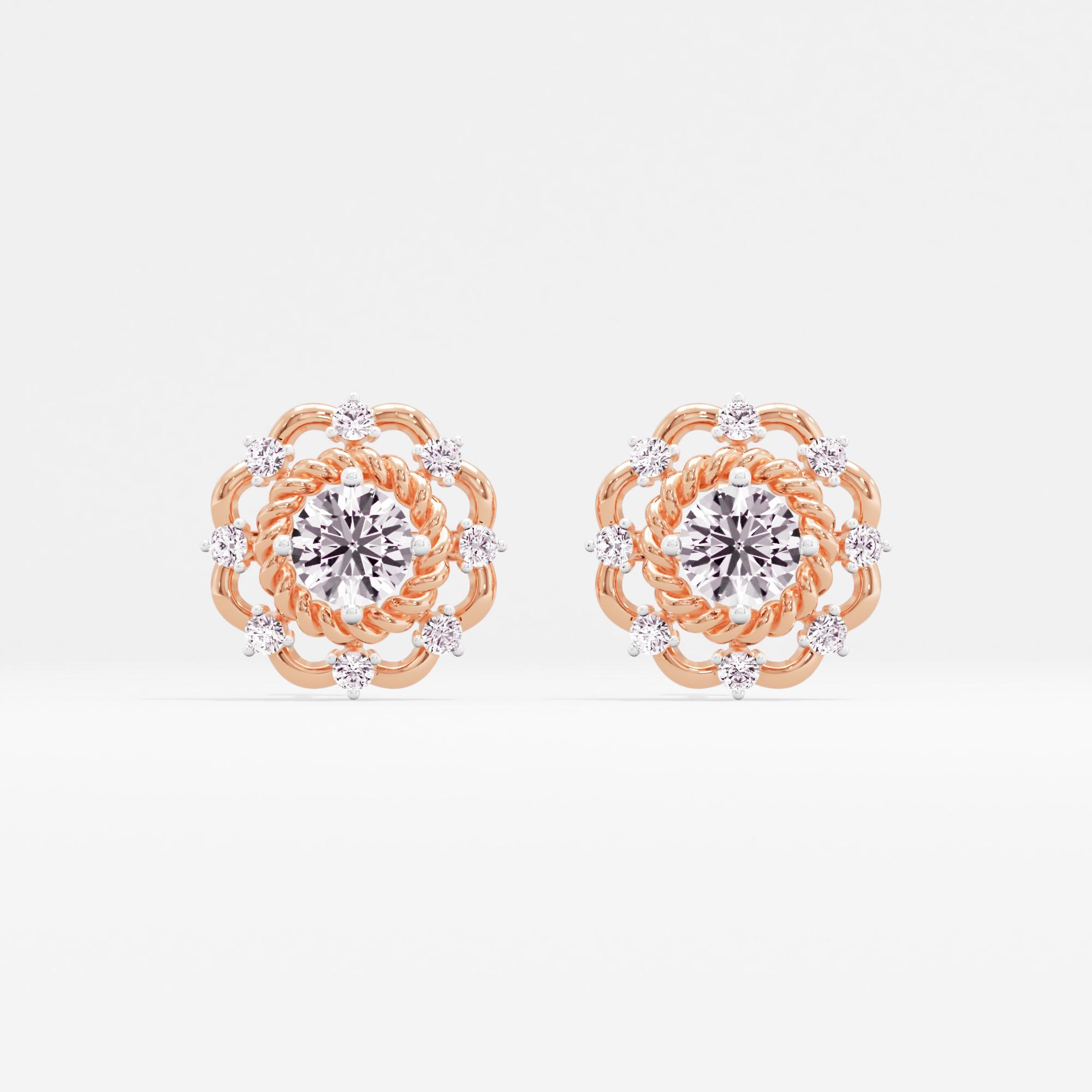 Golden Triumph Solitaire Stud Earrings