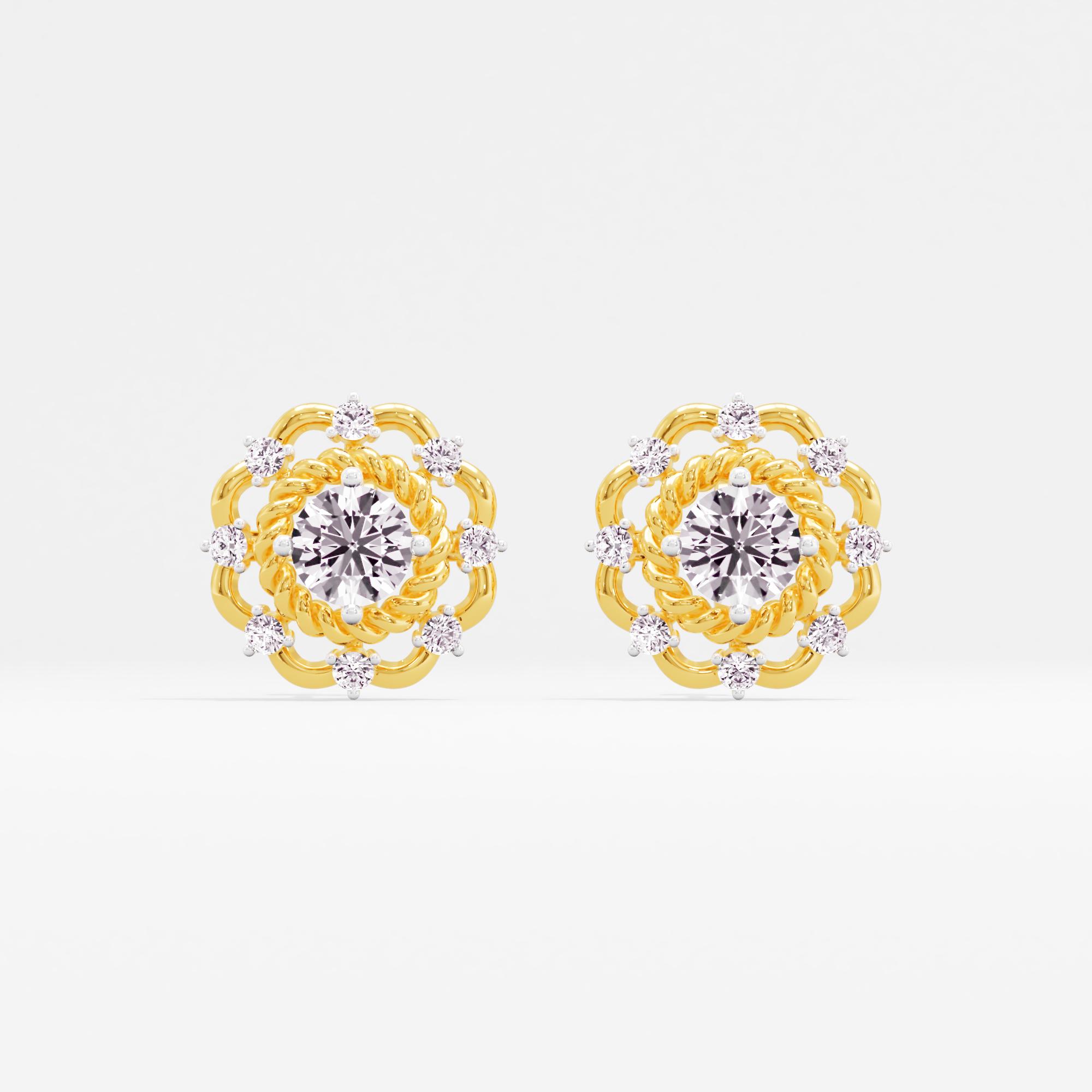 Golden Triumph Solitaire Stud Earrings