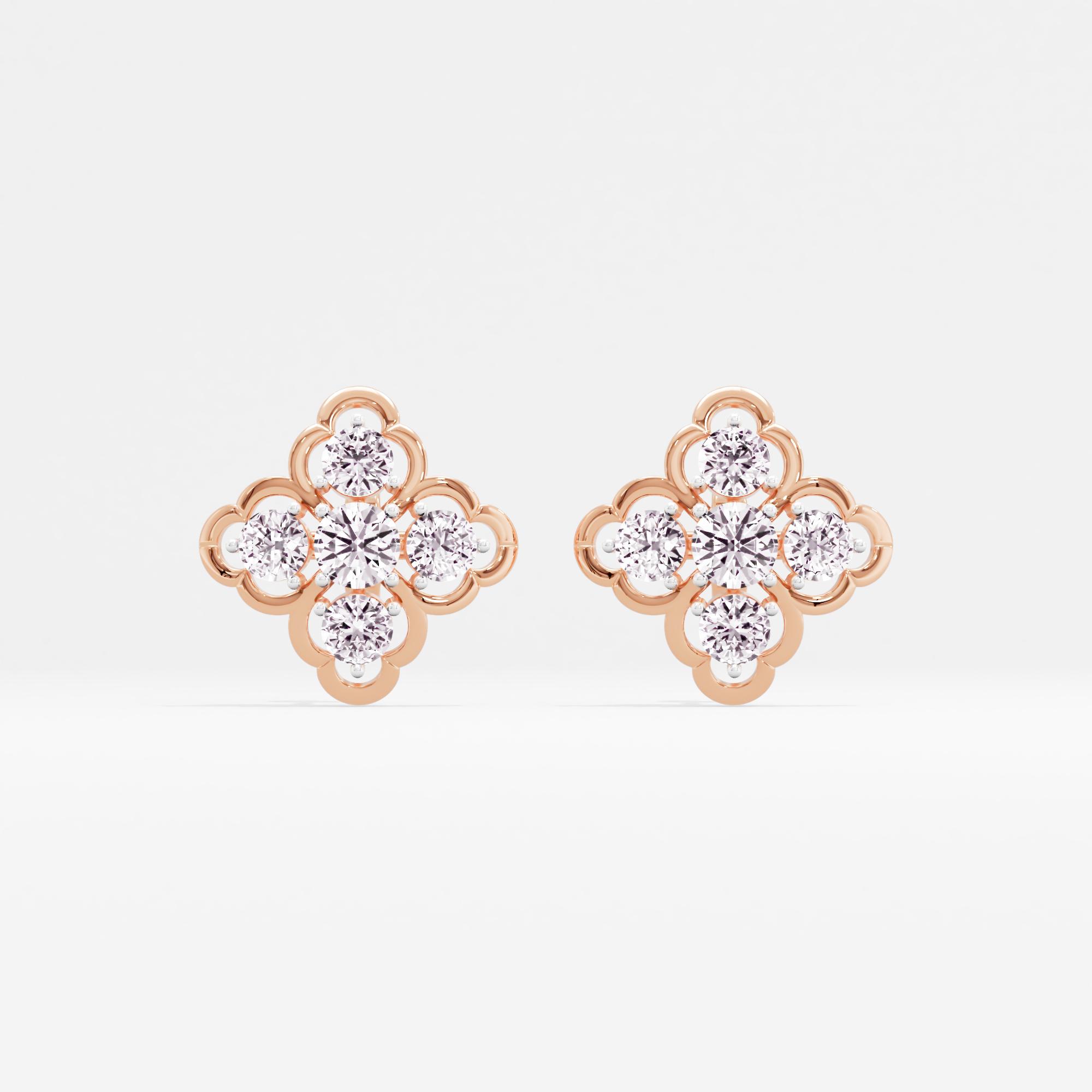 Vintage Clover Solitaire Stud Earrings