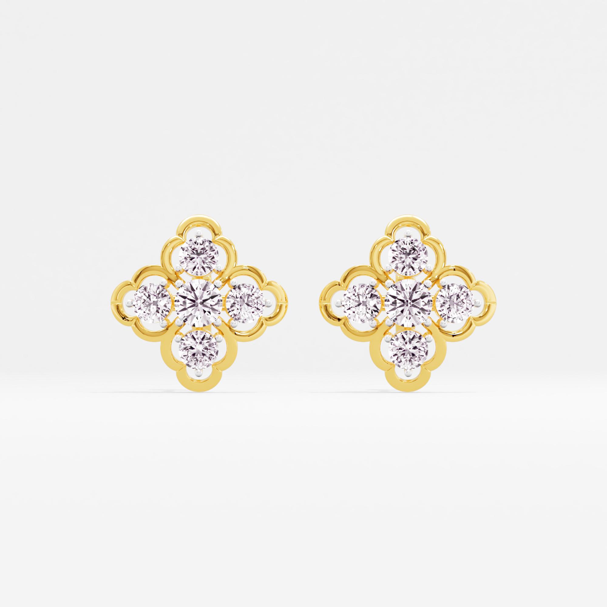 Vintage Clover Solitaire Stud Earrings