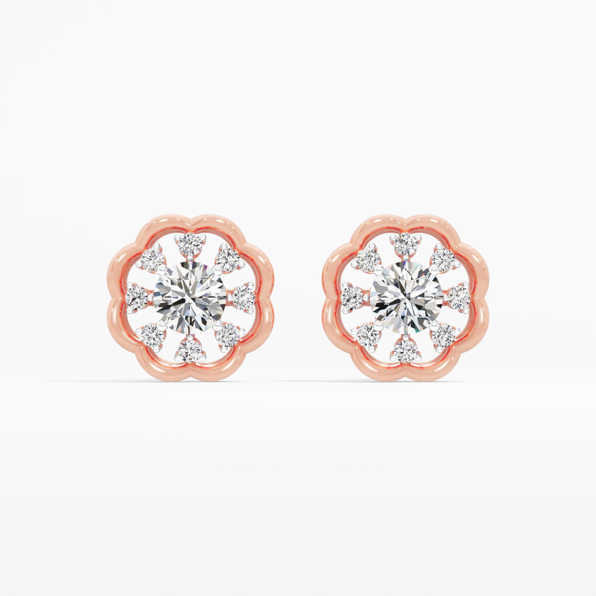Blossoming Flora Solitaire Stud Earrings