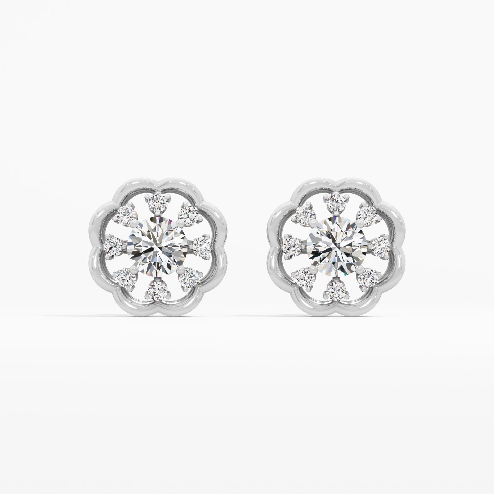 Blossoming Flora Solitaire Stud Earrings