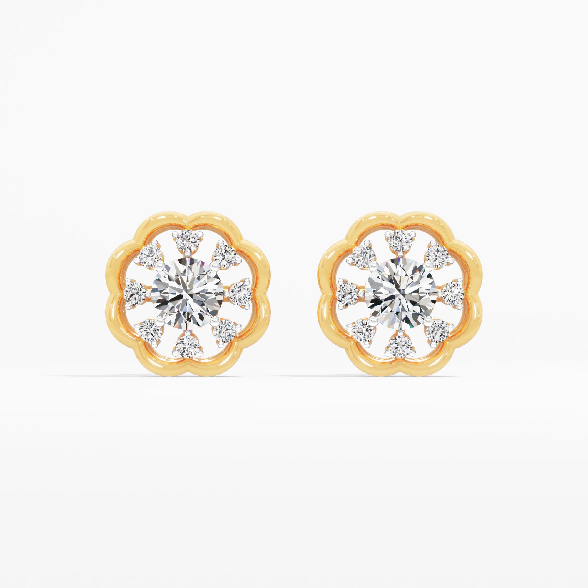 Blossoming Flora Solitaire Stud Earrings