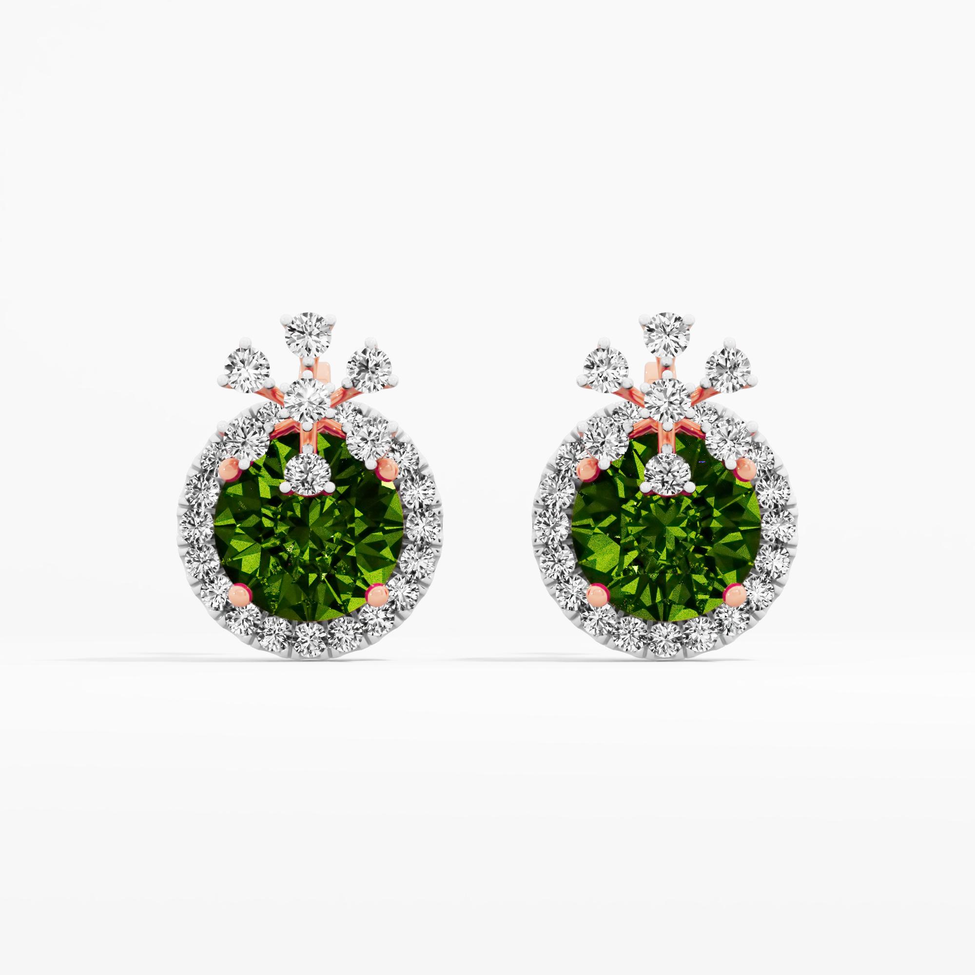 Emerald Radiance Halo Stud Earrings