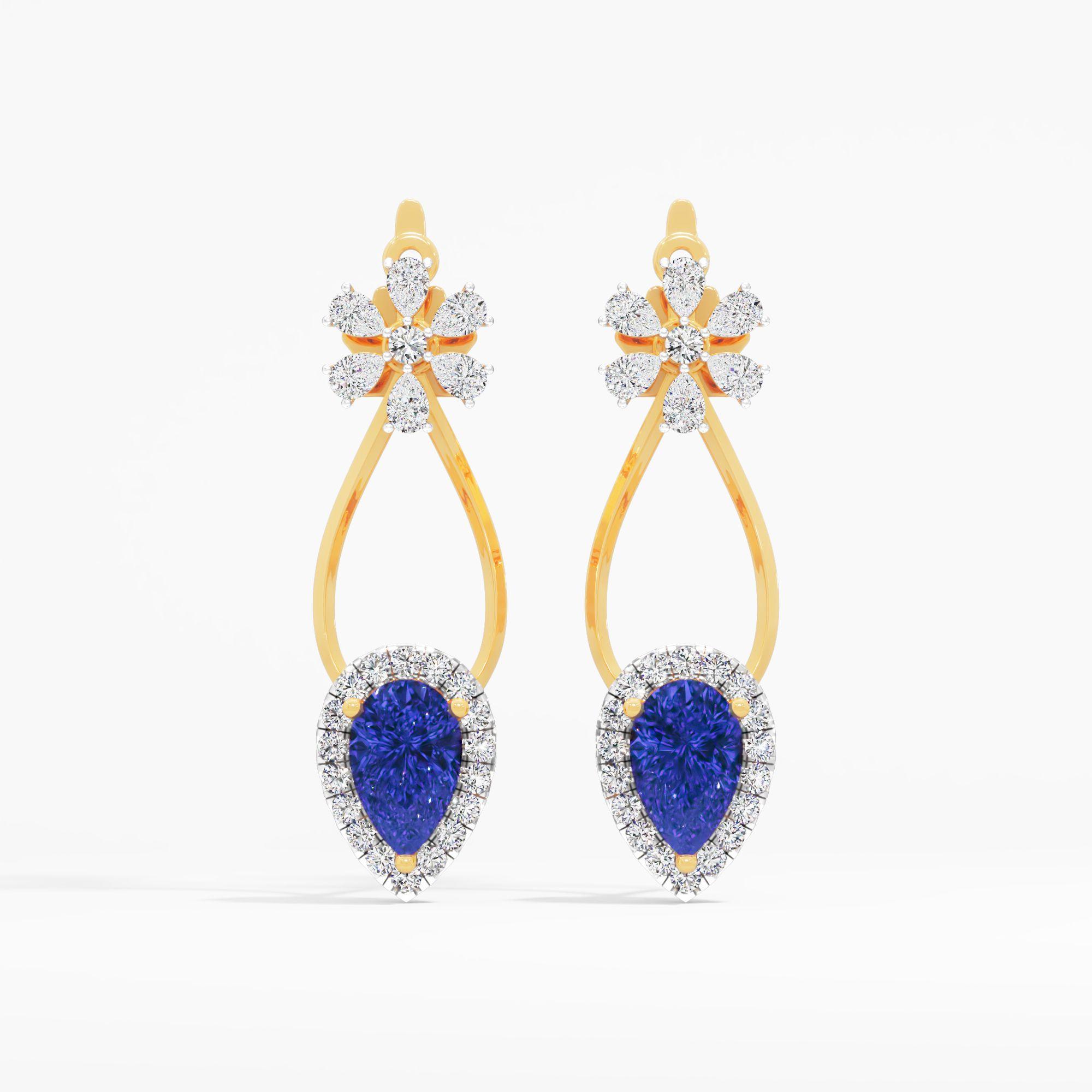 Teardrop Sapphire Dangle Earrings