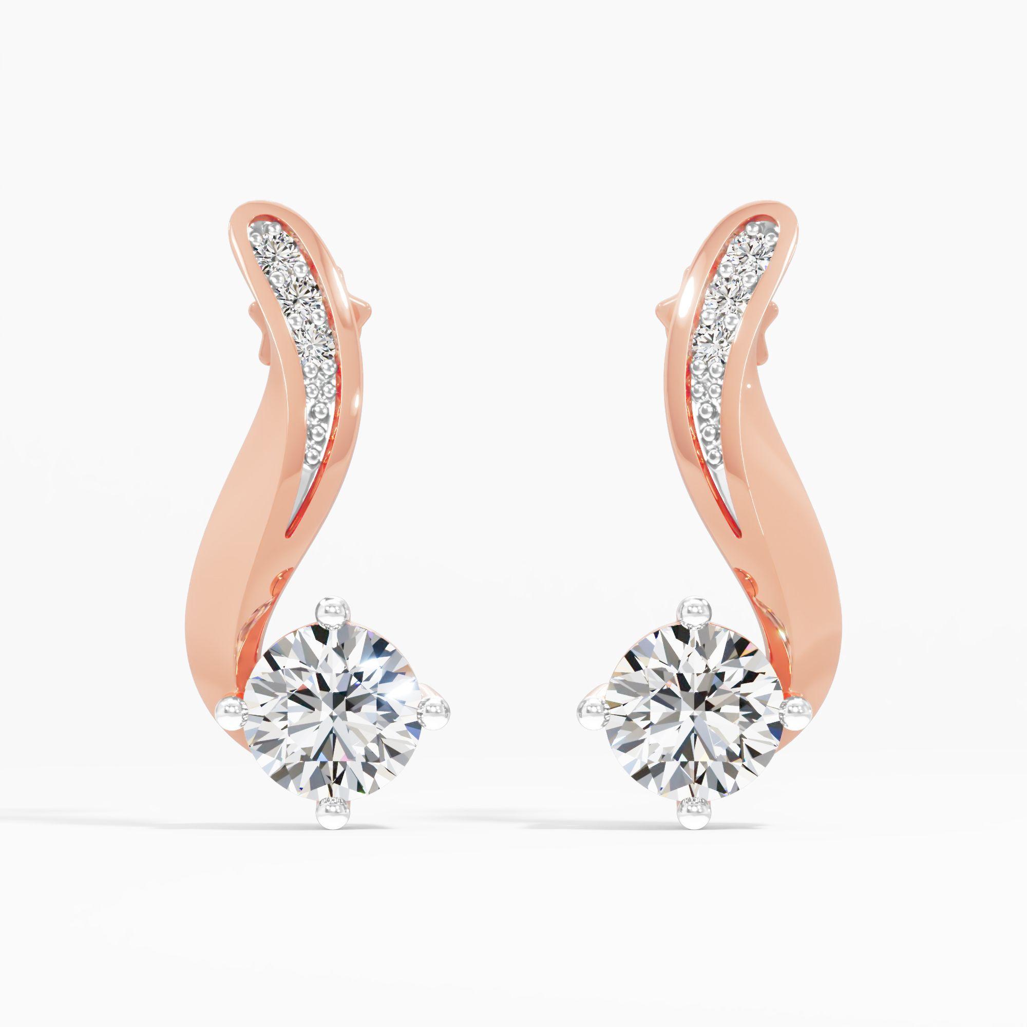 Radiant Curve Solitaire Drop Earrings