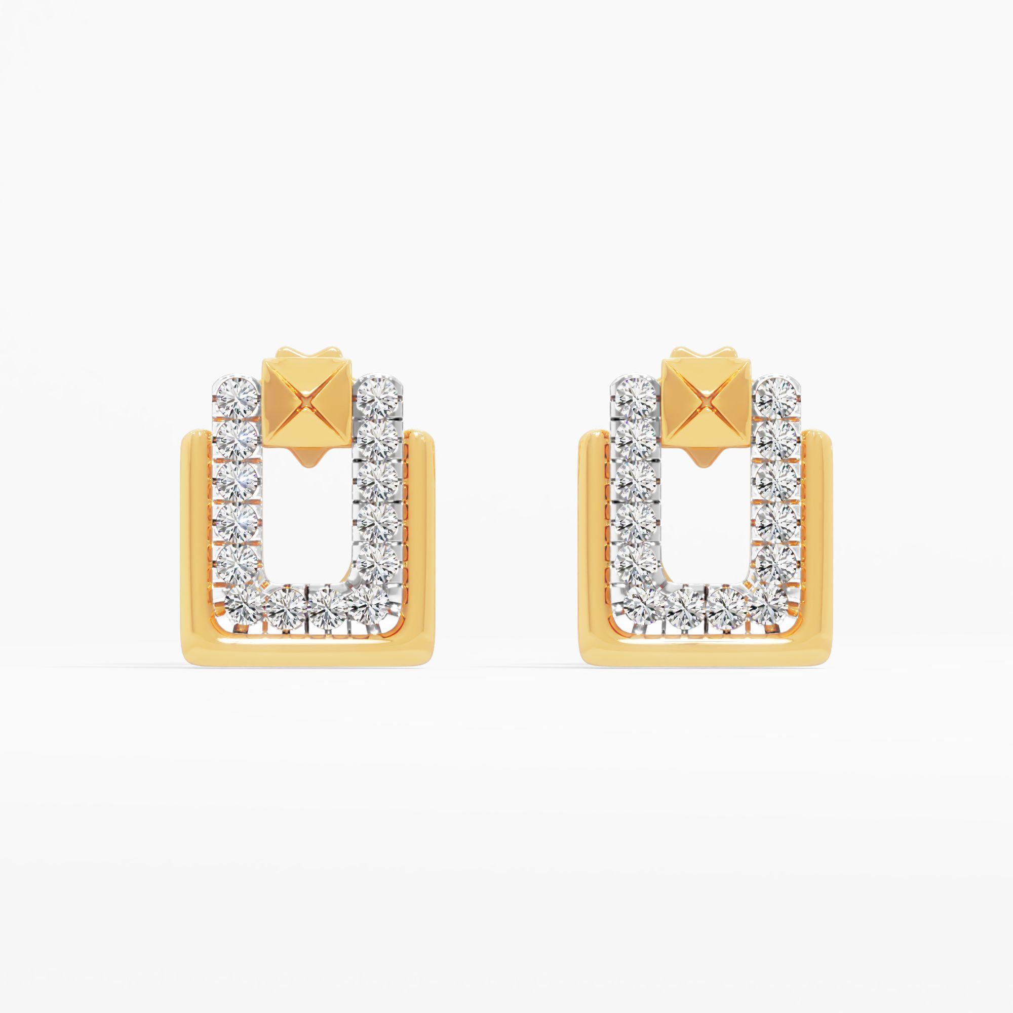 Pyramid Diamond Stud Earrings
