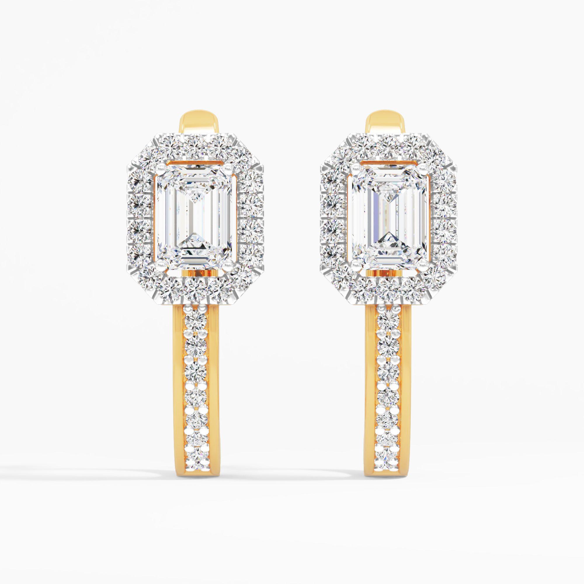 Emerald Solitaire Huggie Hoop Earrings