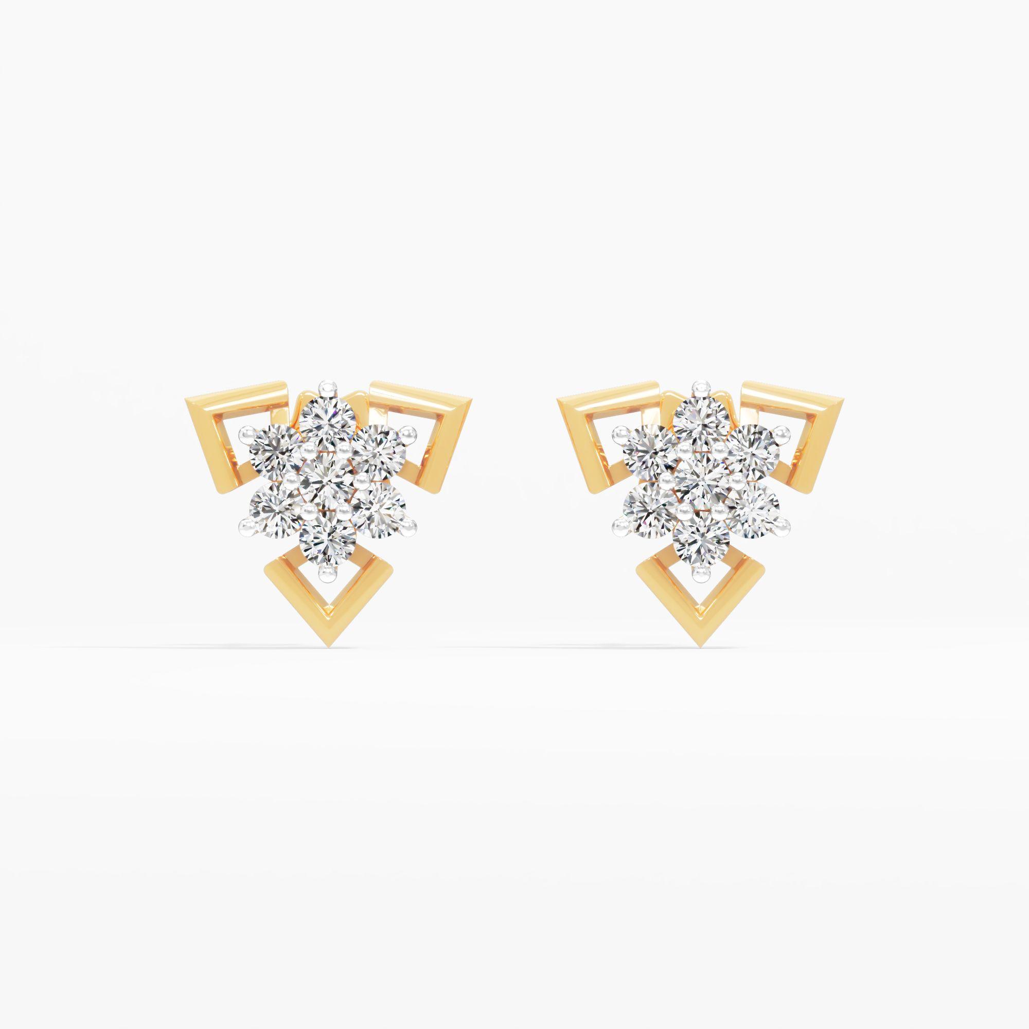 Blossom Cluster Triangle Stud Earrings