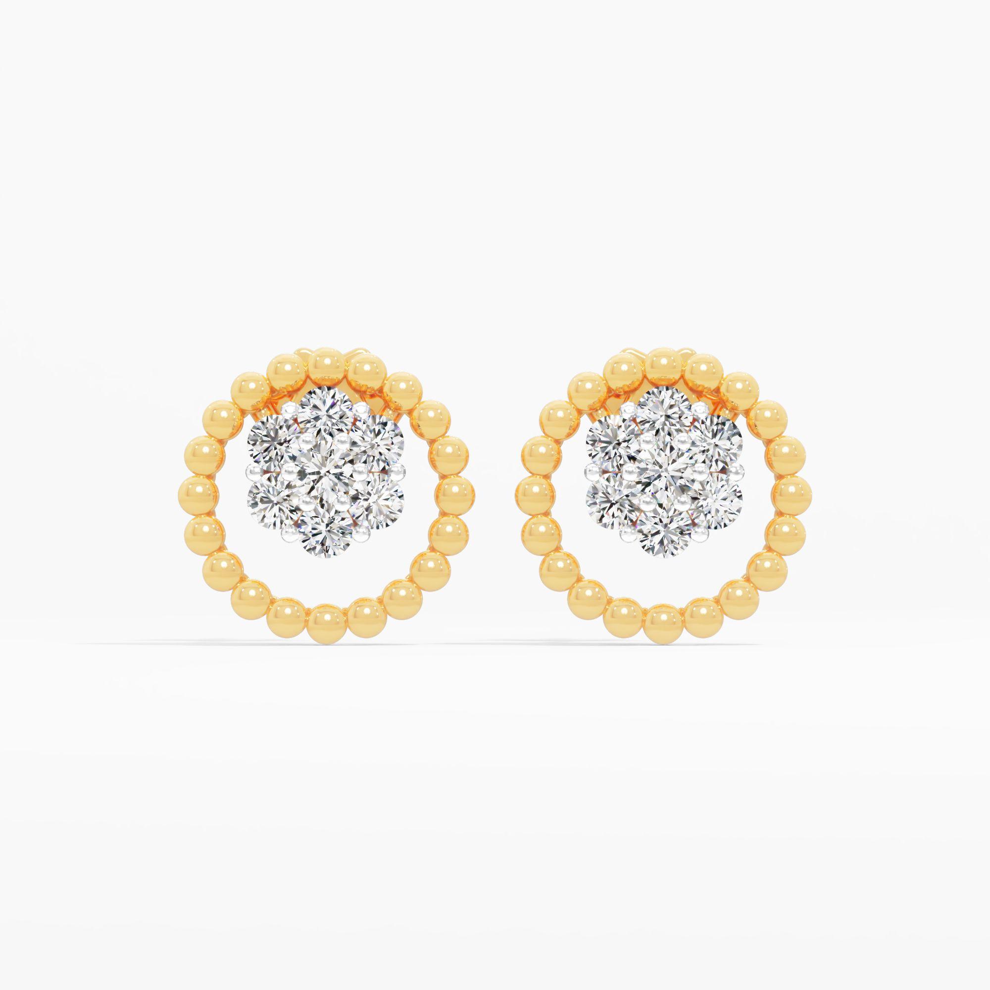 Beaded Circle Cluster Stud Earrings