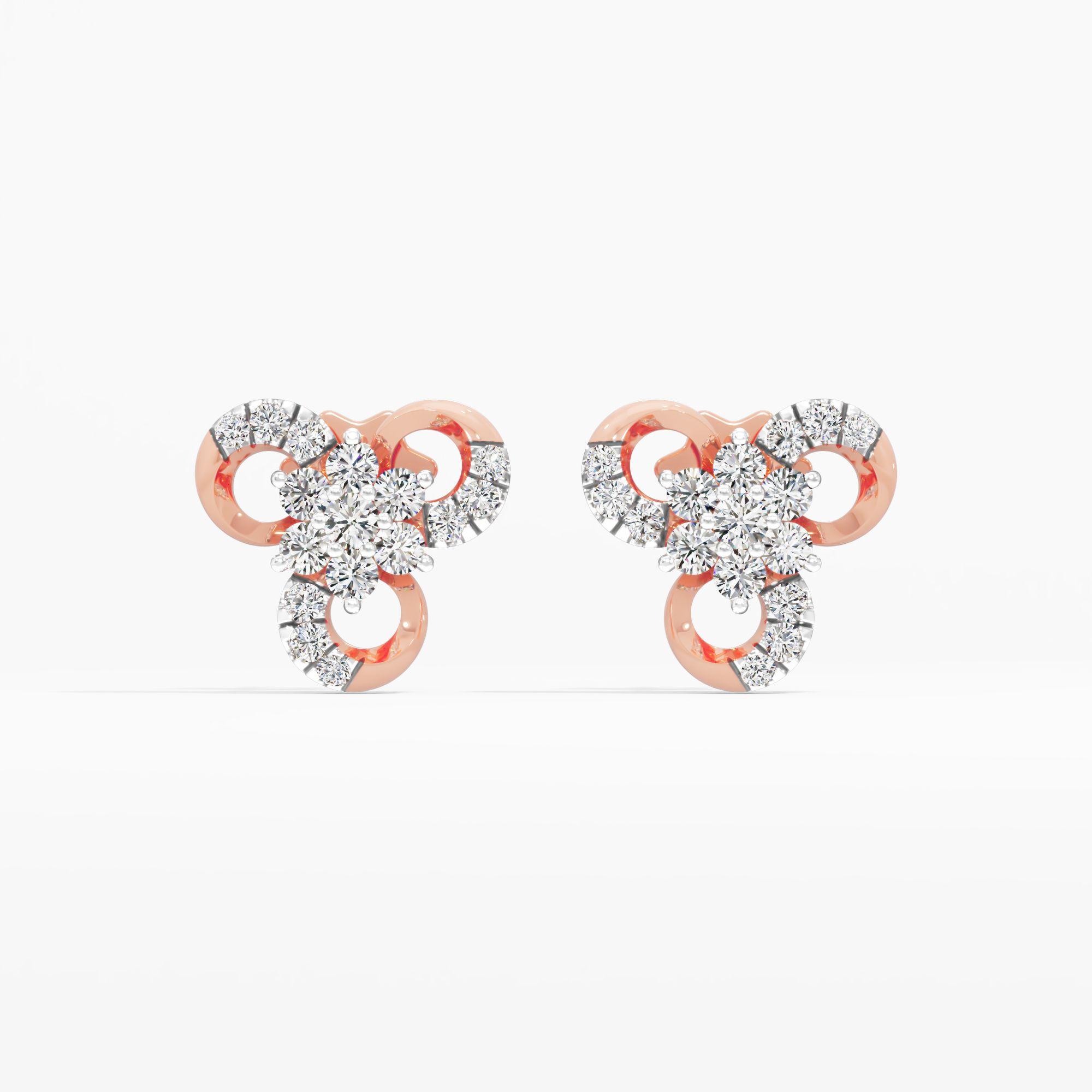 Trefoil Clover Cluster Stud Earrings