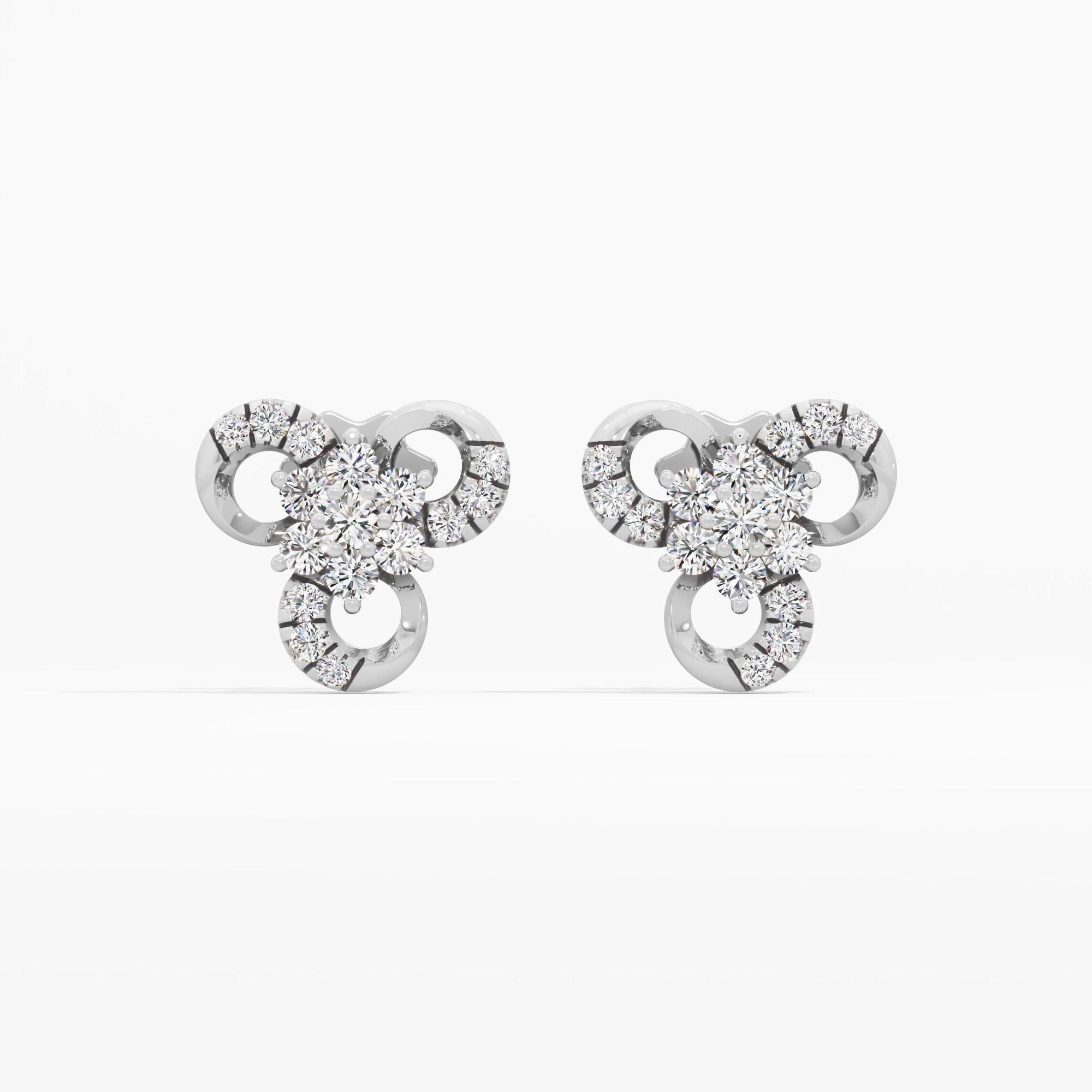 Trefoil Clover Cluster Stud Earrings