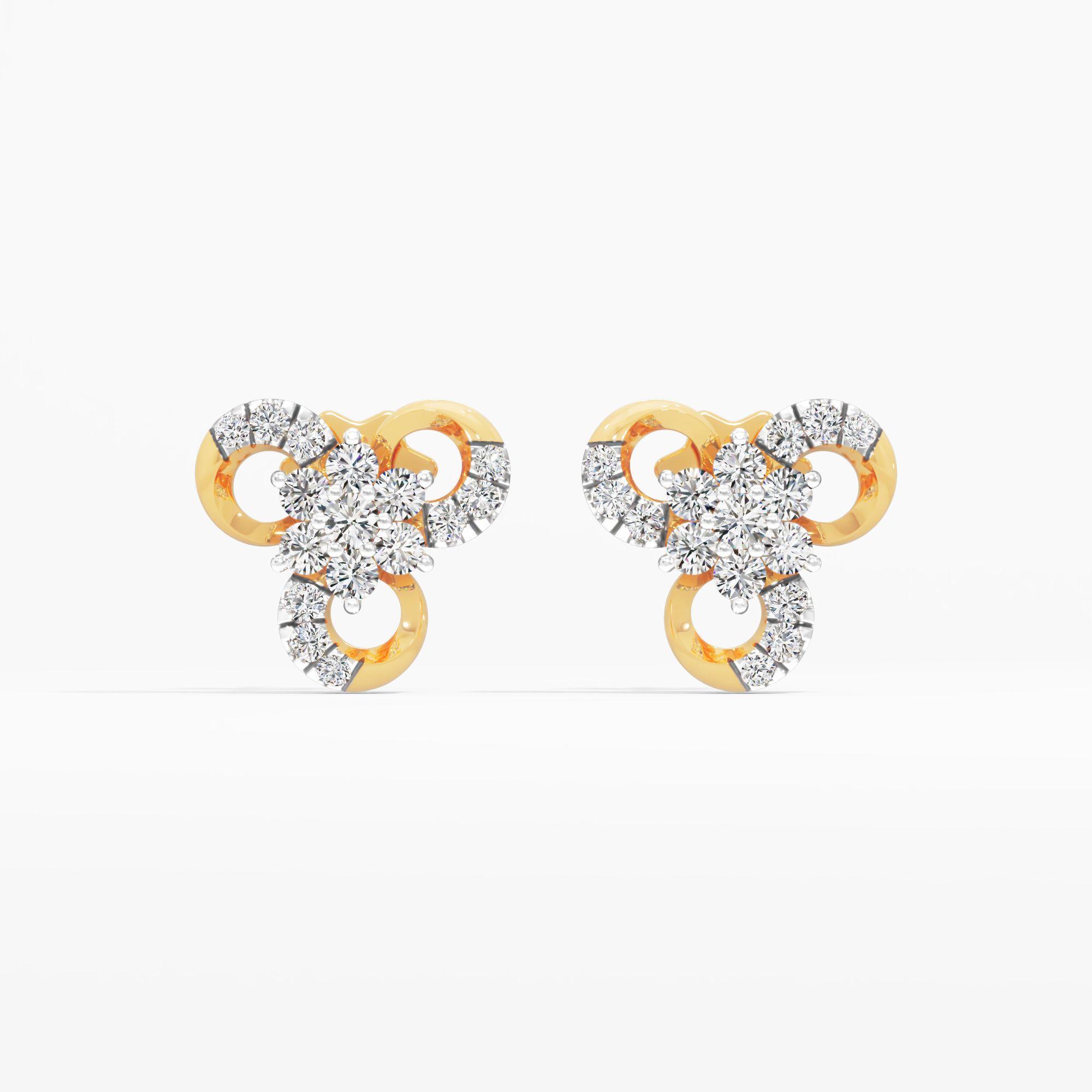 Trefoil Clover Cluster Stud Earrings