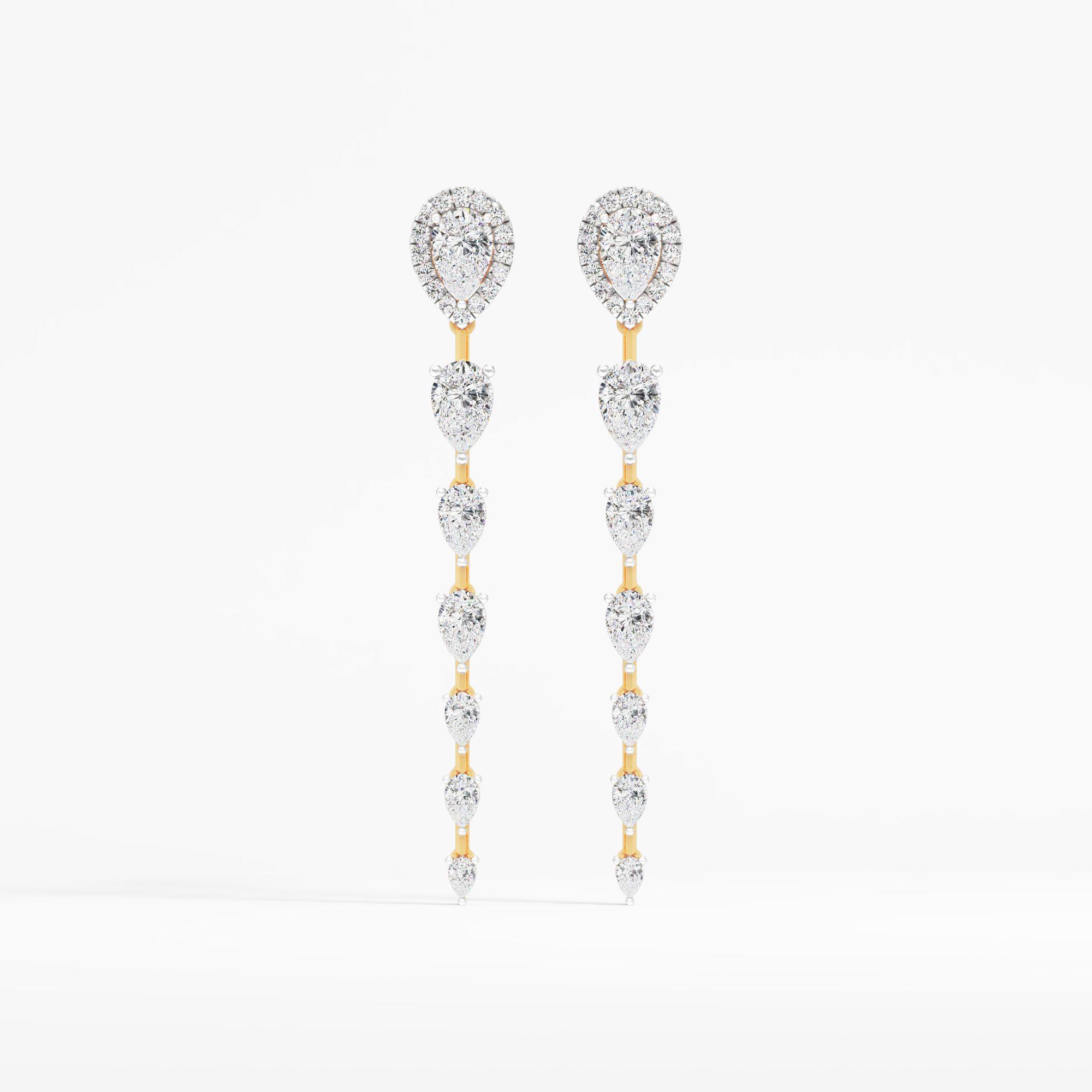 Pear Drop Linear Dangle Earrings