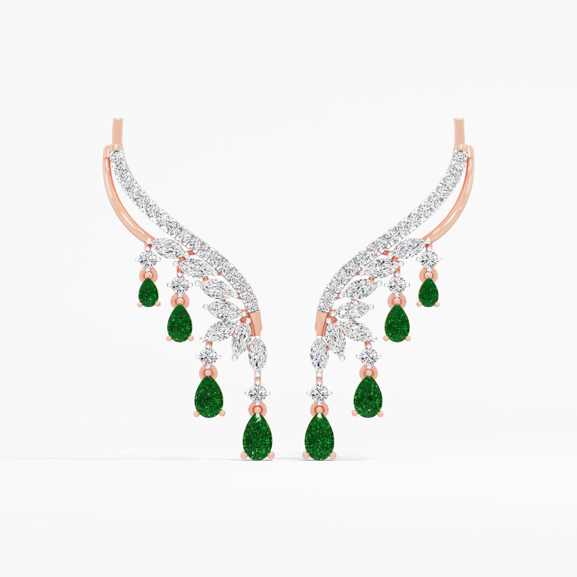 Emerald Grace Diamond Drop Earrings