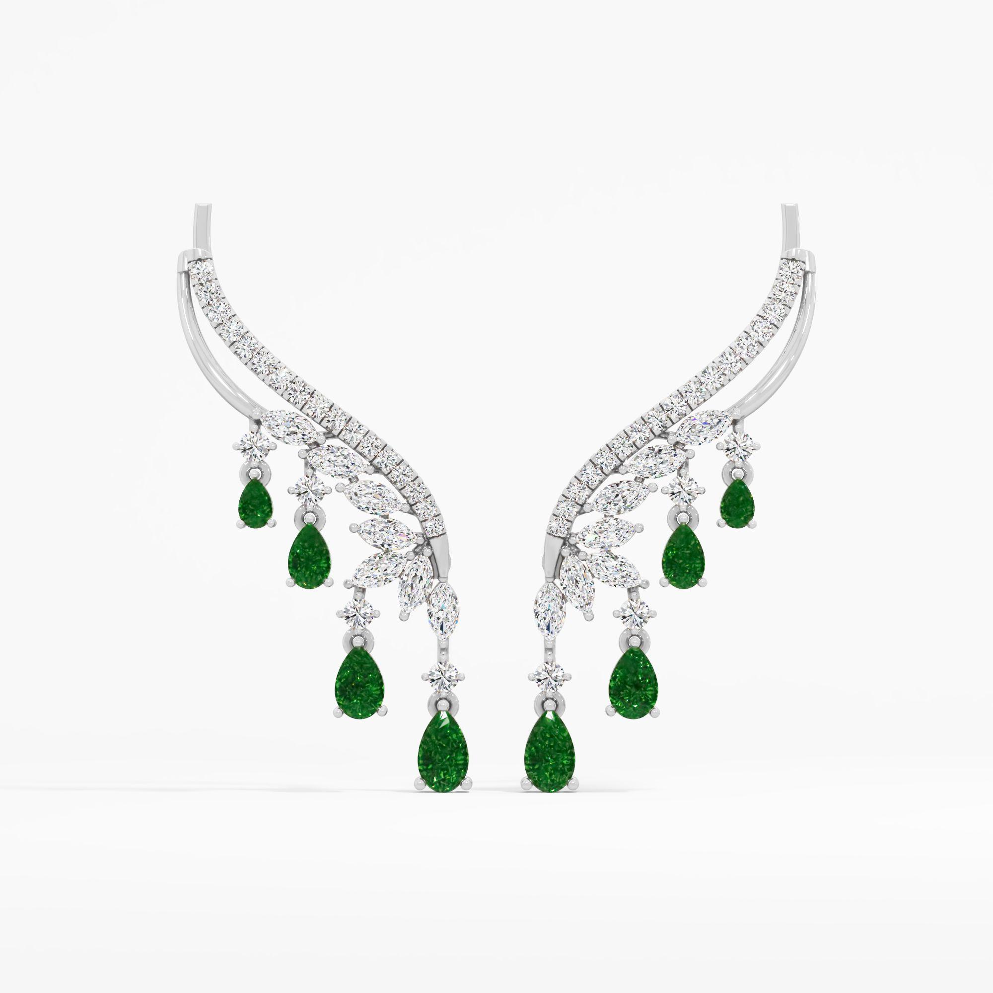 Emerald Grace Diamond Drop Earrings