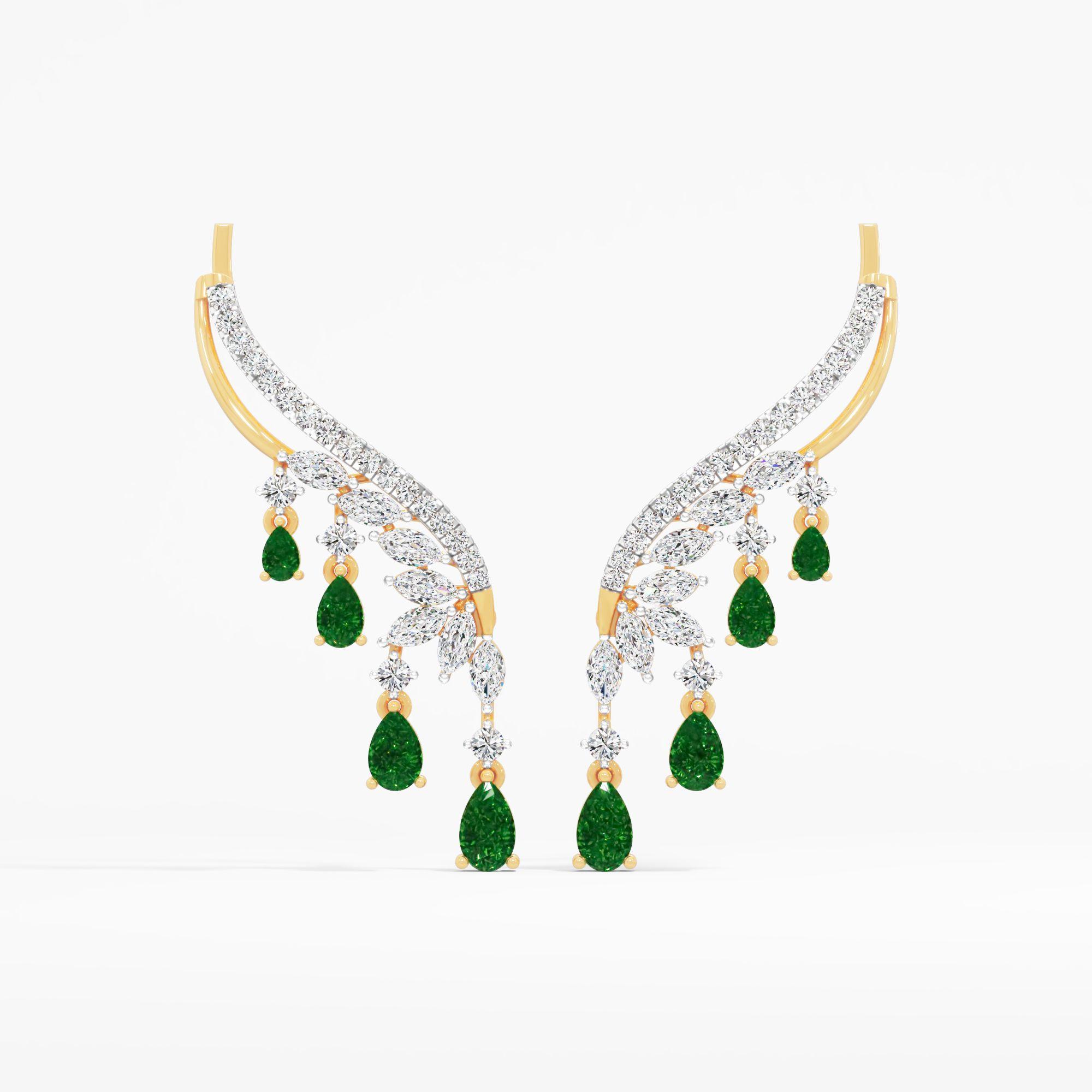 Emerald Grace Diamond Drop Earrings