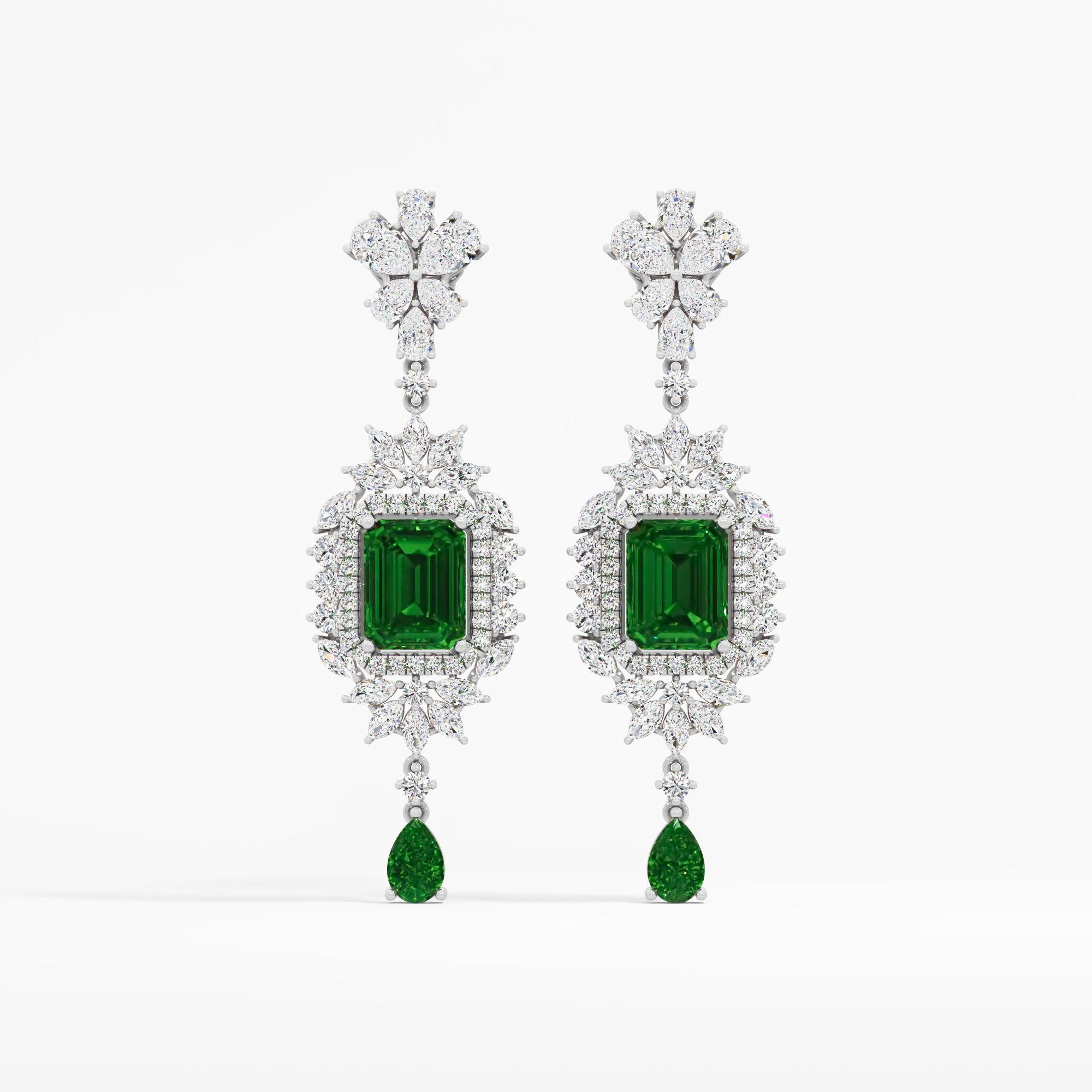 Regal Emerald Diamond Statement Earrings