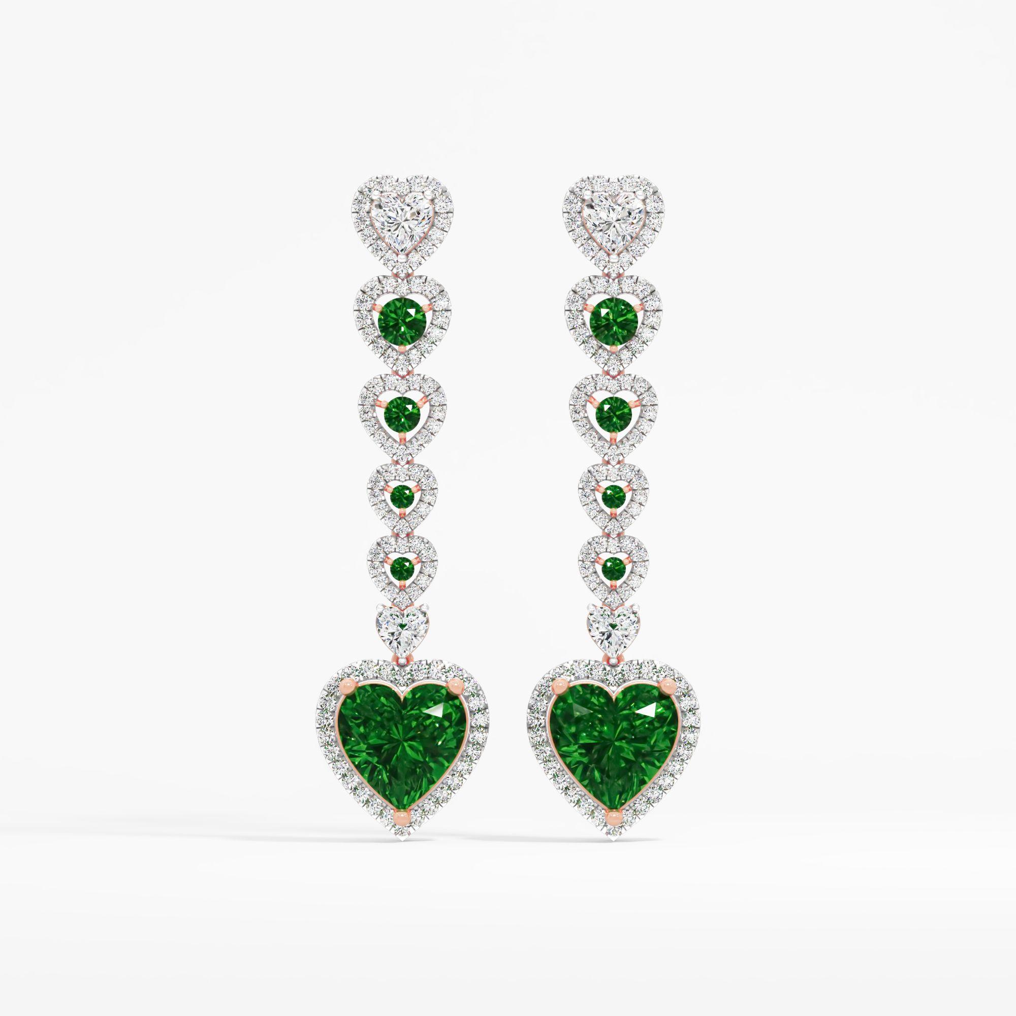 Emerald Heartline Dangler Earrings