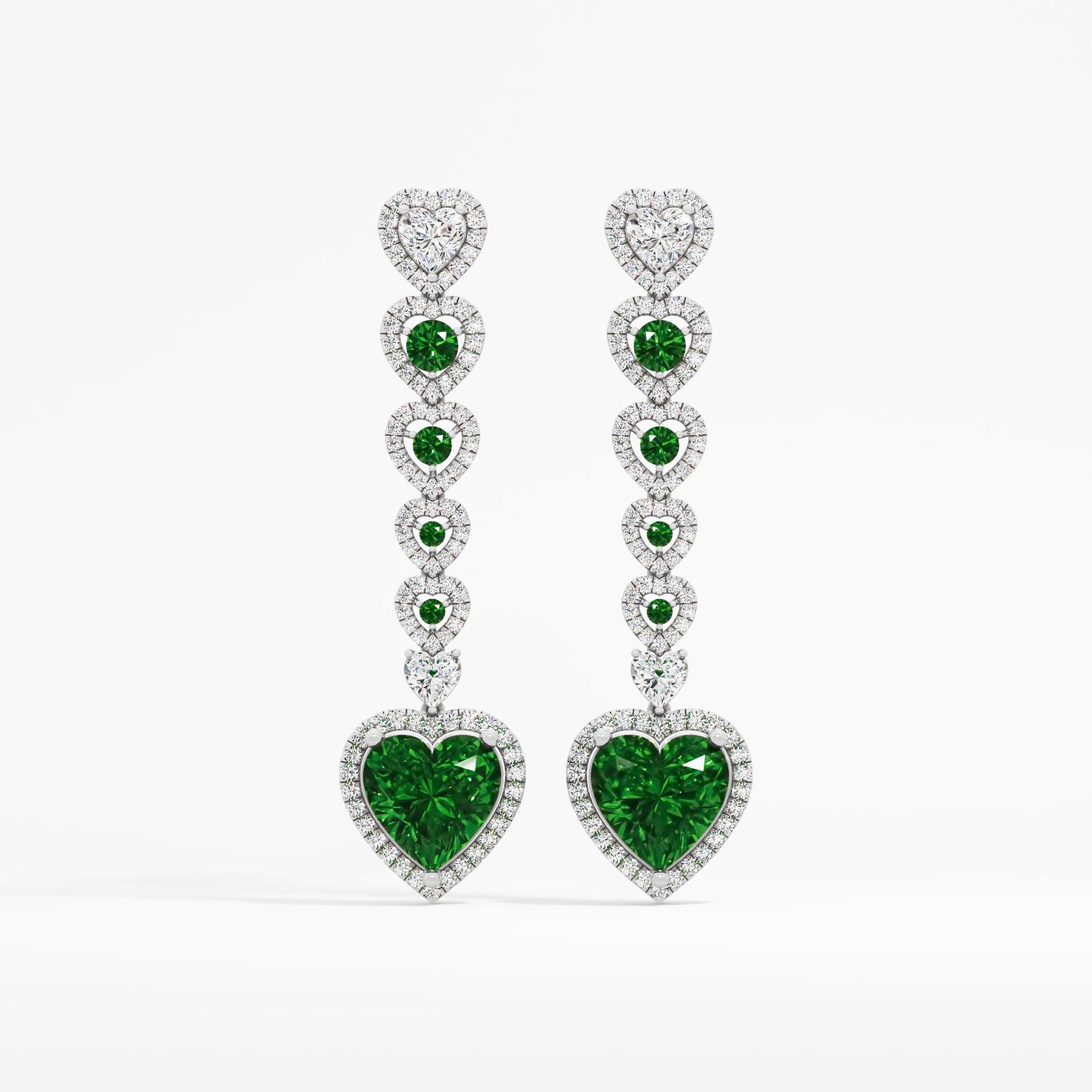 Emerald Heartline Dangler Earrings
