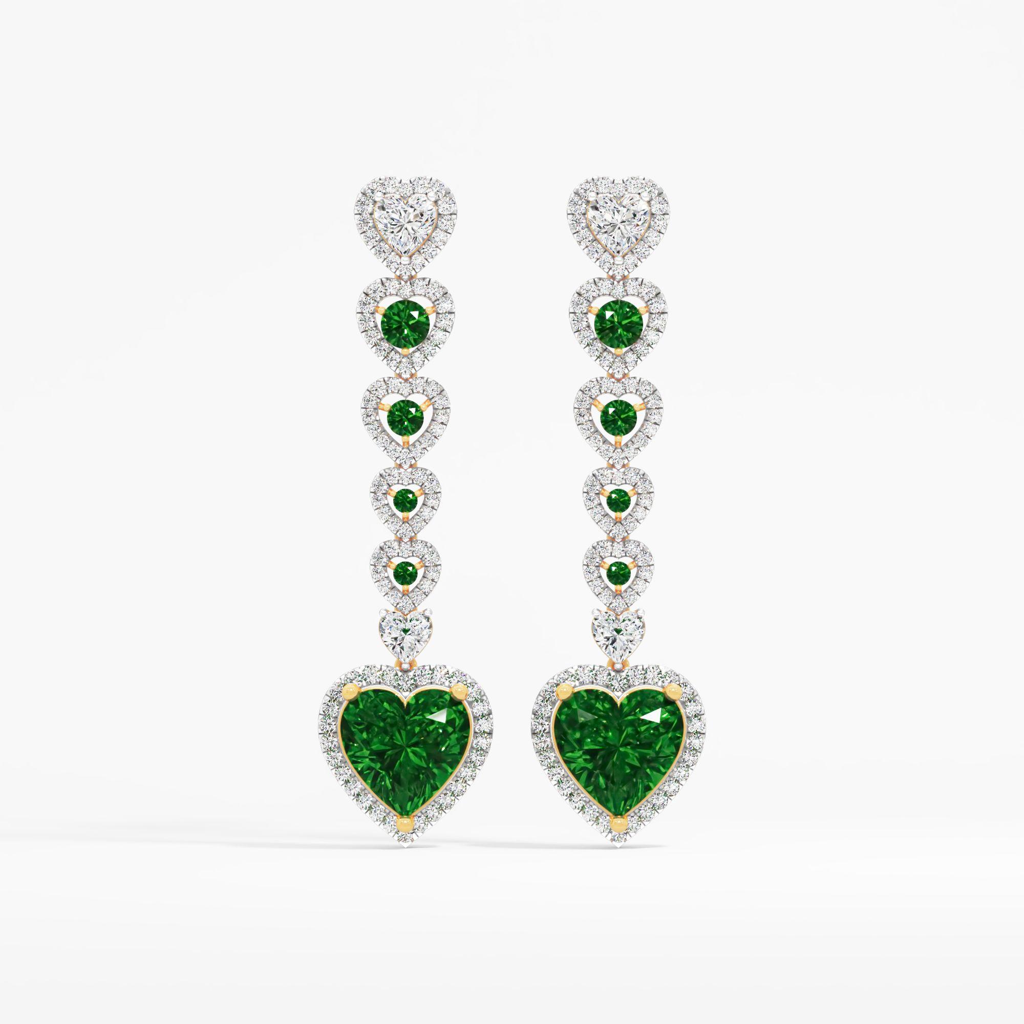 Emerald Heartline Dangler Earrings