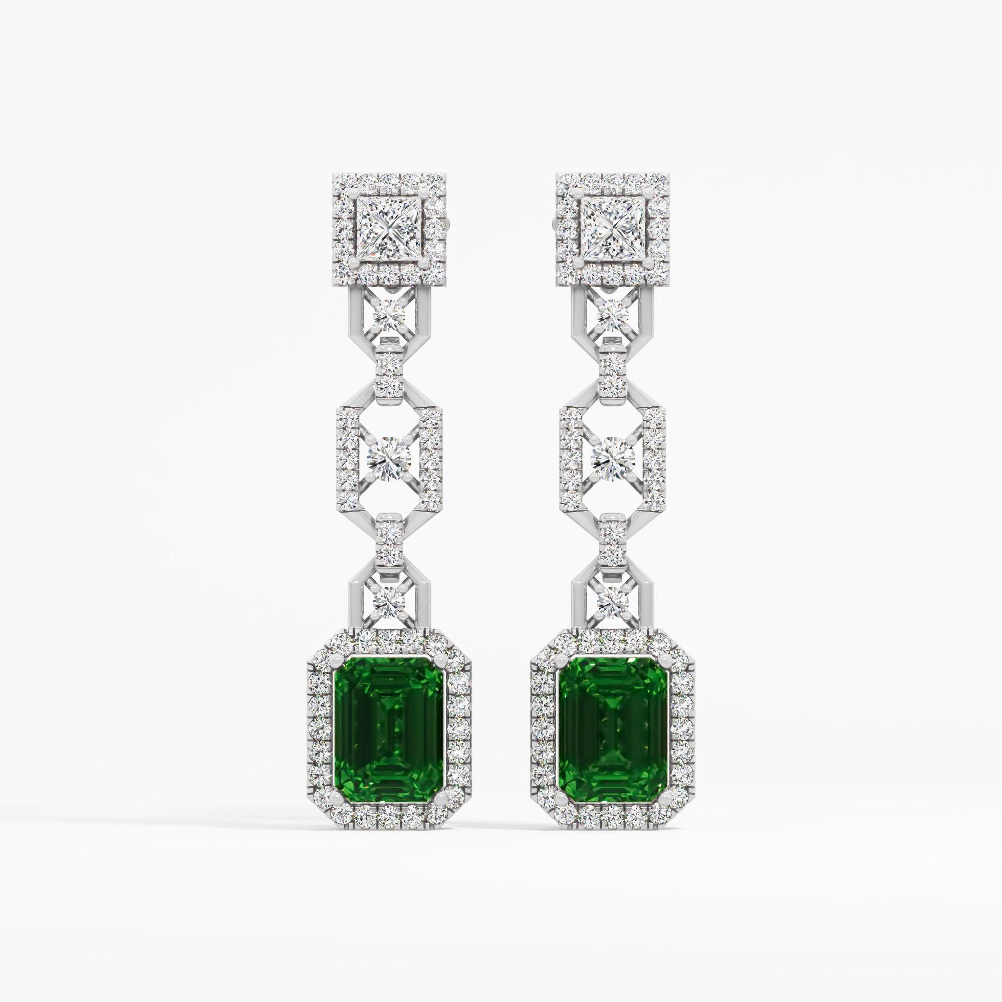 Emerald Elegance Diamond Drop Earrings